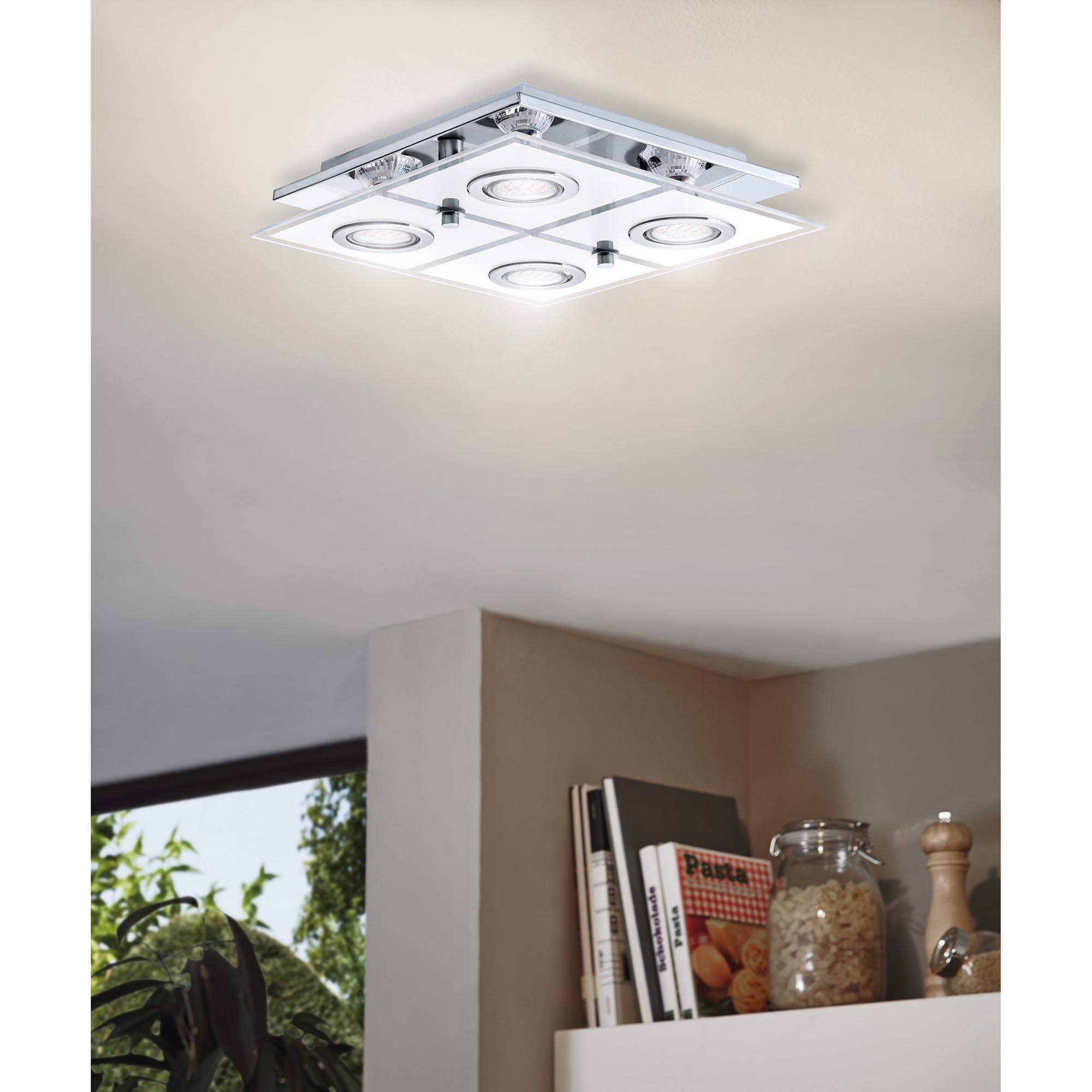 Plafonnier métal argenté CABO GU10 4X2,8W