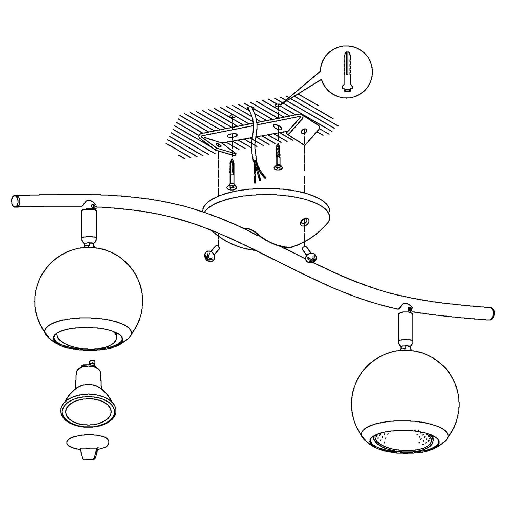 Spot de plafond réglette/plaf métal blanc BIMEDA GU10 2X2,8W