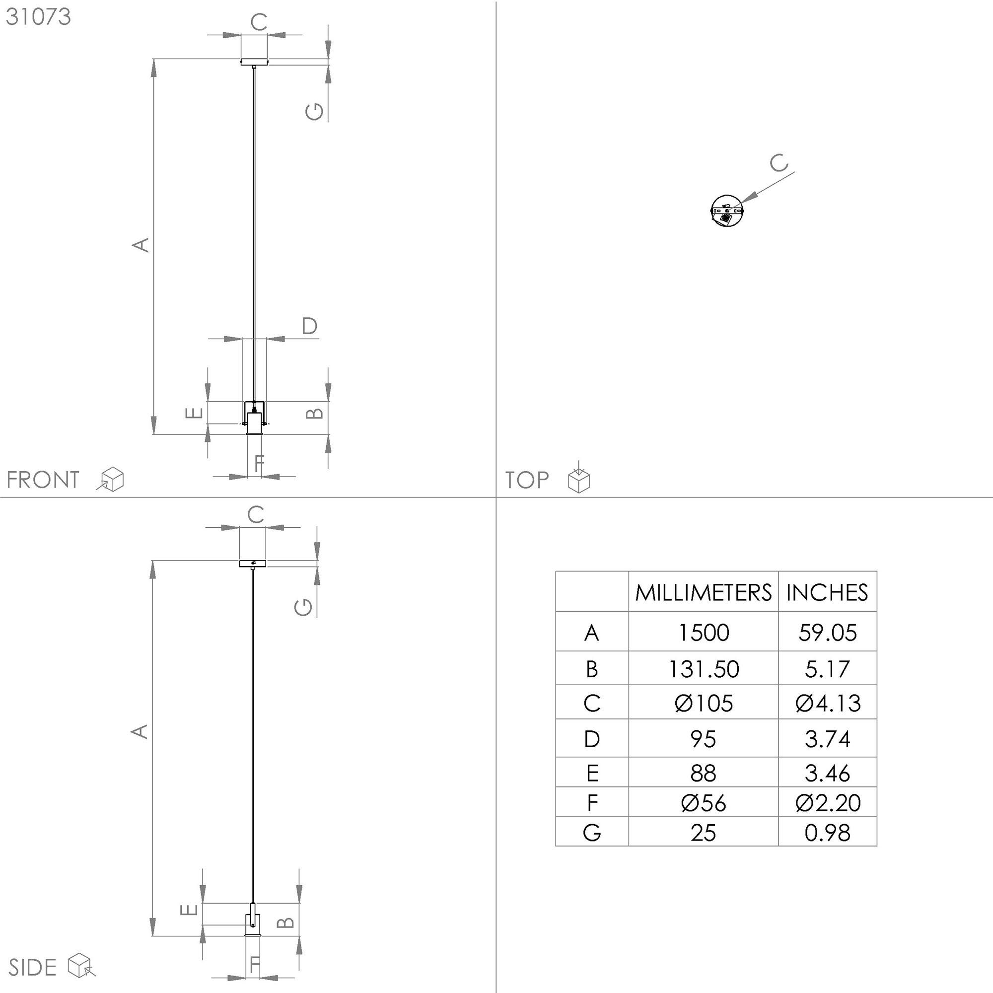 Suspension métal noir CALARI E27 1X40W