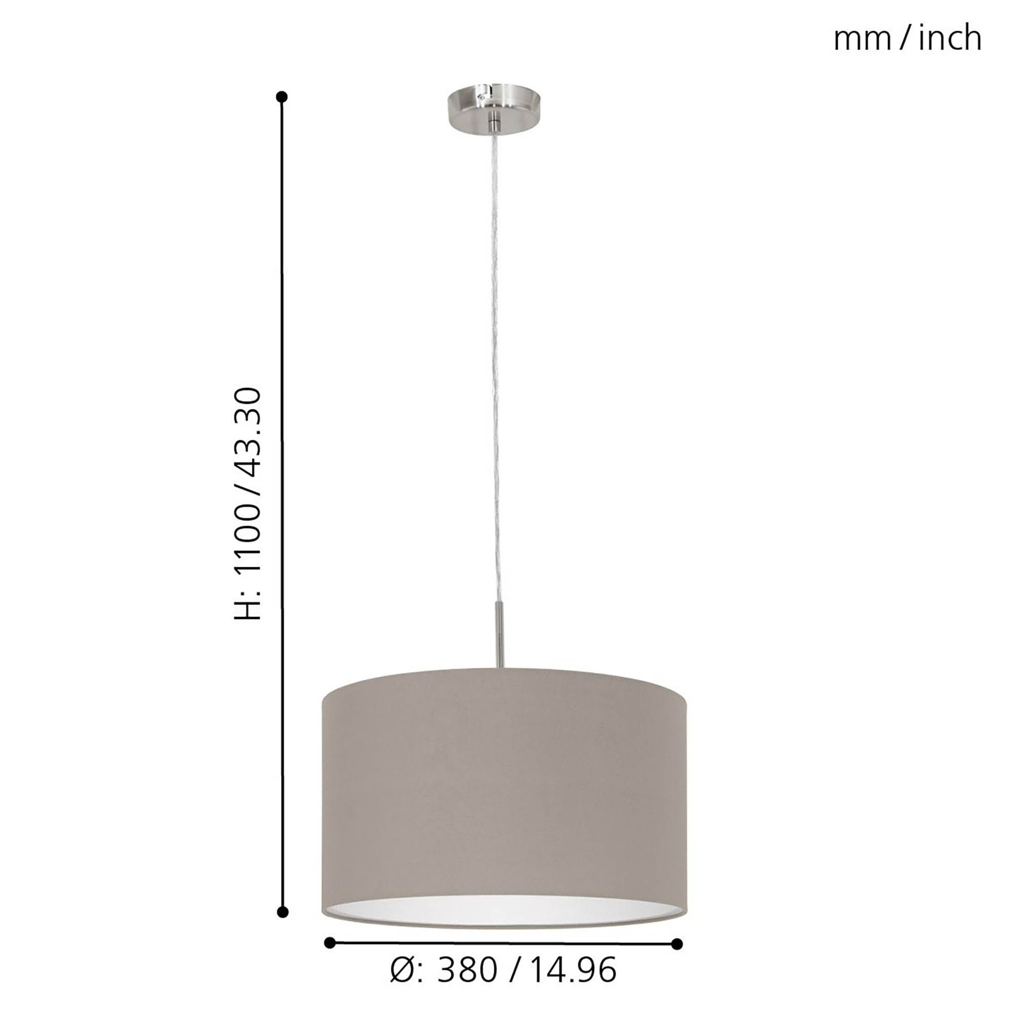 Suspension tissu taupe PASTERI D38CM E27 1X60W