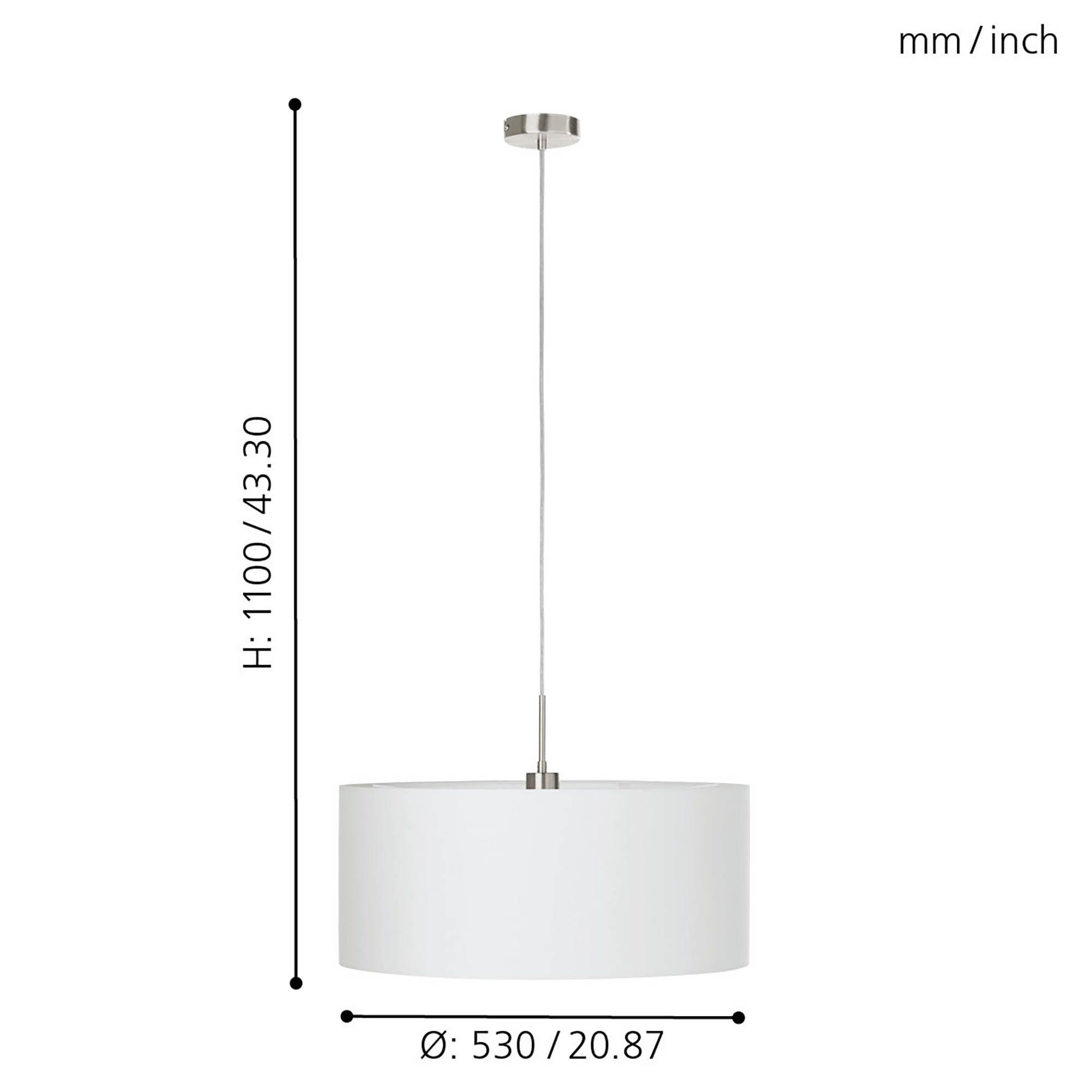 Suspension tissu blanc PASTERI D53CM E27 1X60W