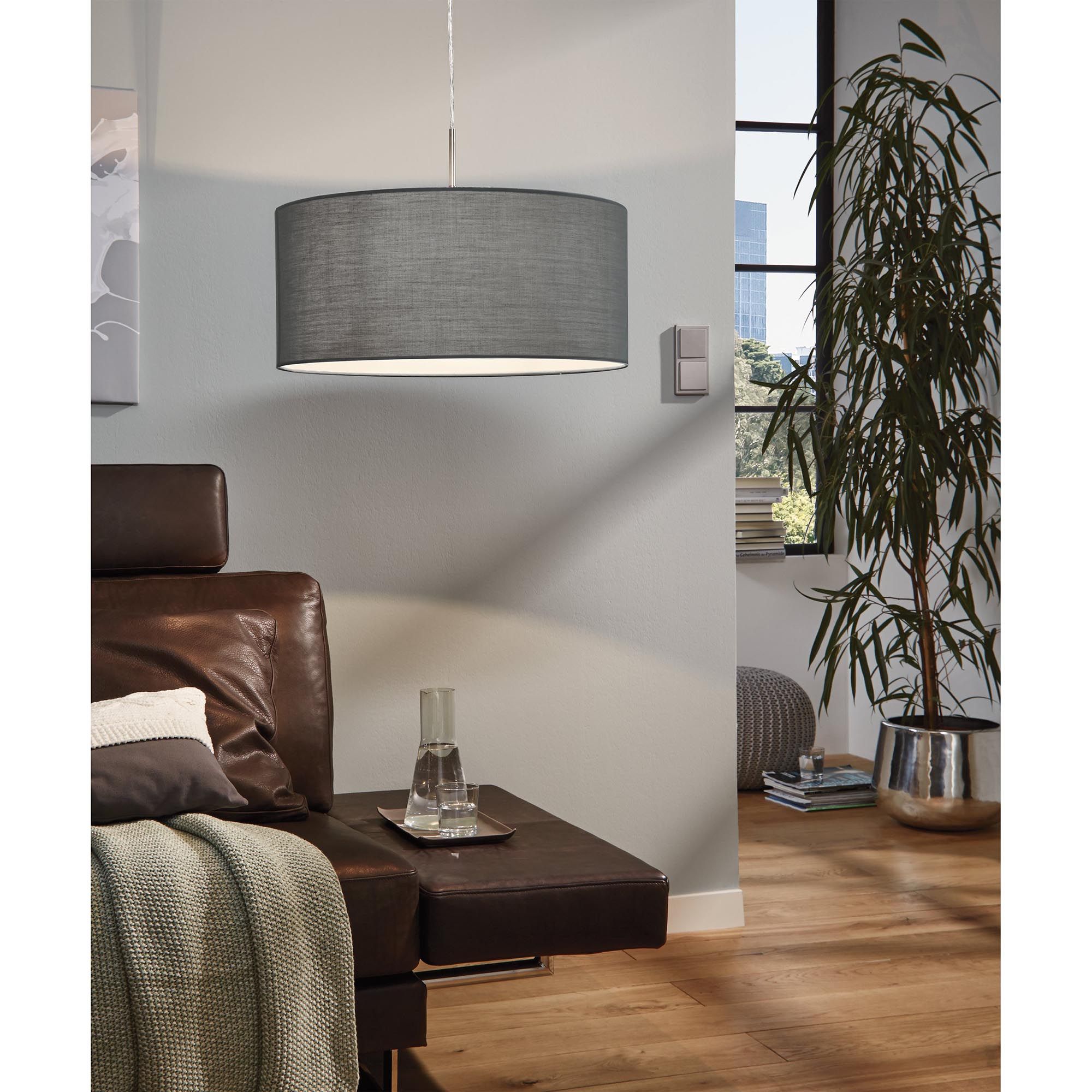 Suspension tissu gris PASTERI D53CM E27 1X60W