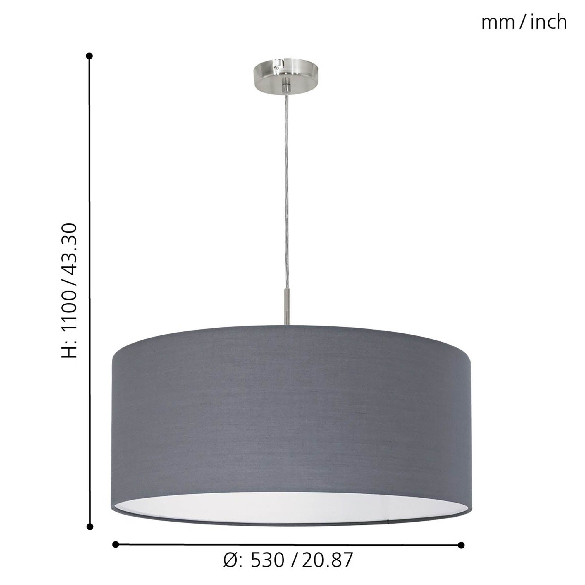 Suspension tissu gris PASTERI D53CM E27 1X60W