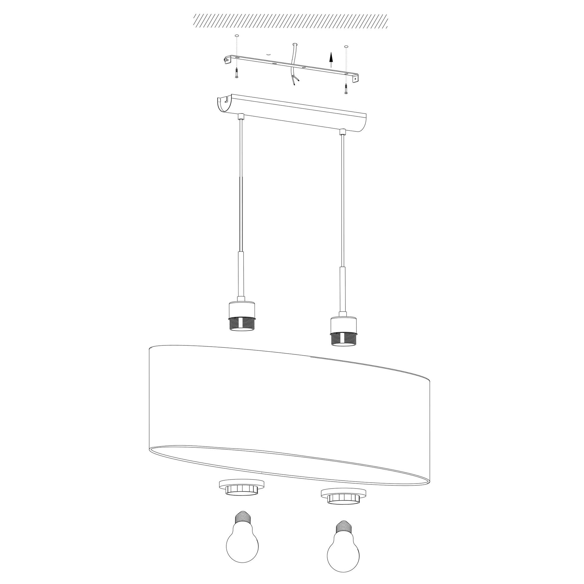 Suspension tissu gris PASTERI E27 2X60W