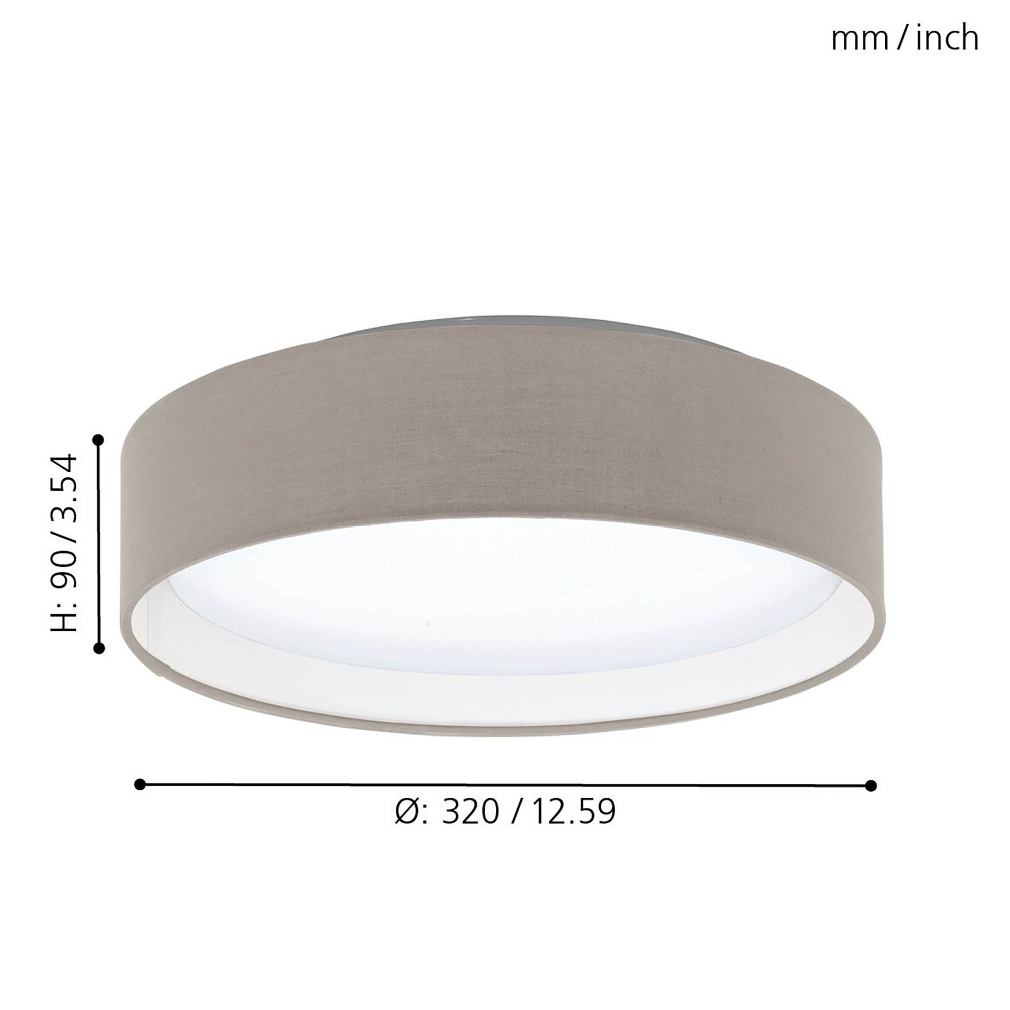 Plafonnier tissu taupe PASTERI LED INT 3X3,6W