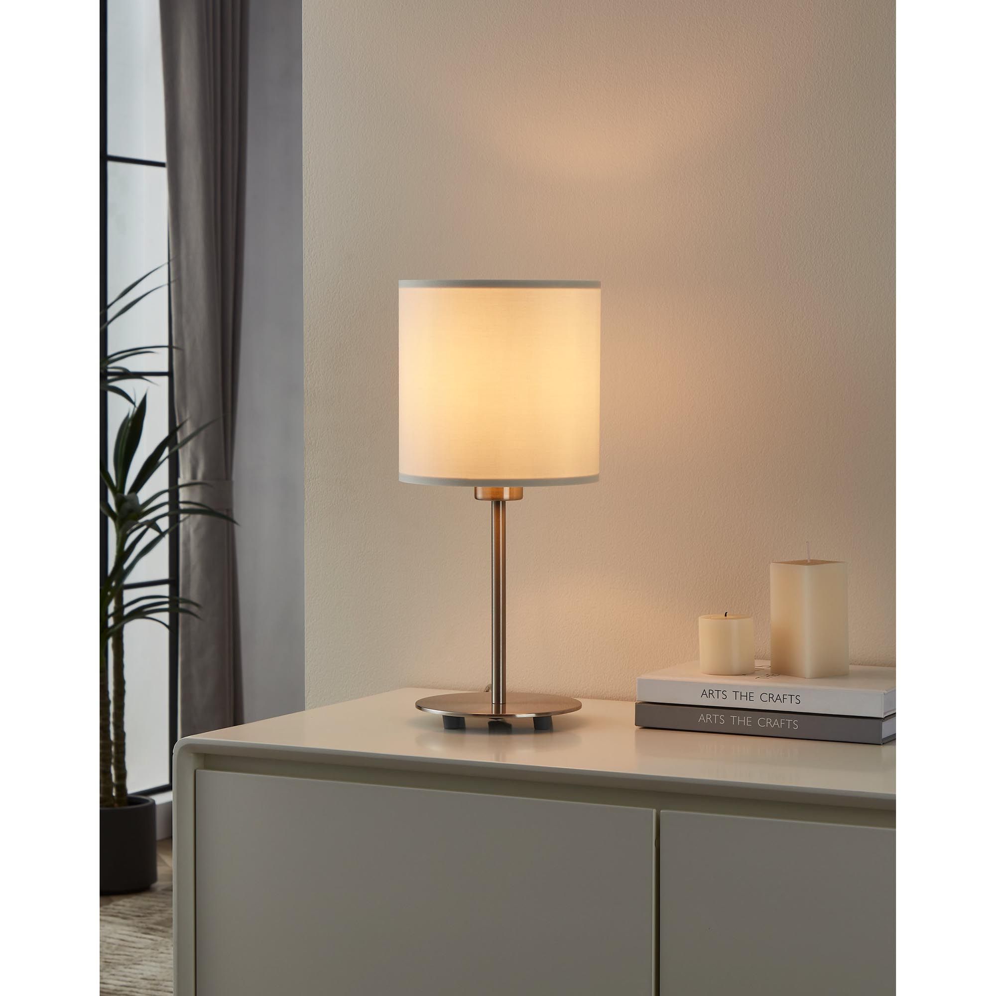 Lampe de table tissu blanc PASTERI E27 1X60W