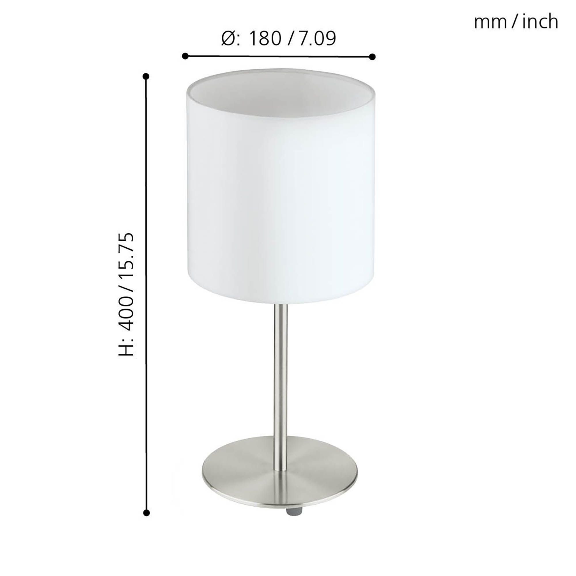 Lampe de table tissu blanc PASTERI E27 1X60W