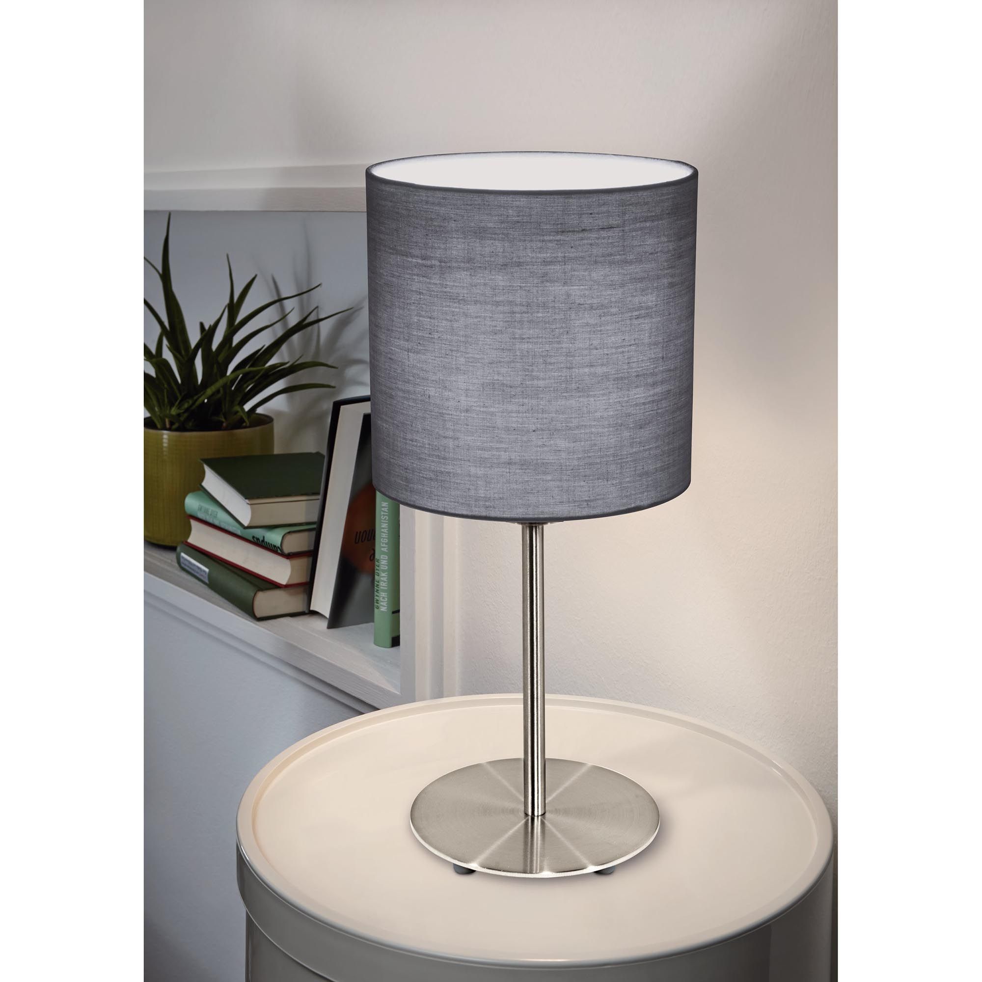 Lampe de table tissu gris PASTERI E27 1X60W