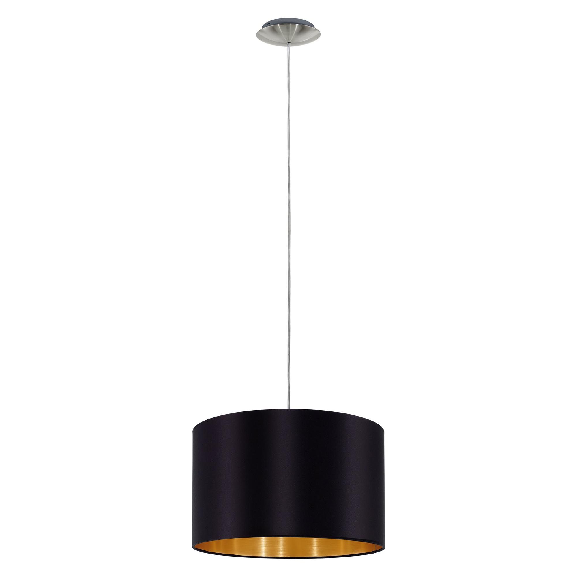 Suspension tissu noir MASERLO E27 1X60W