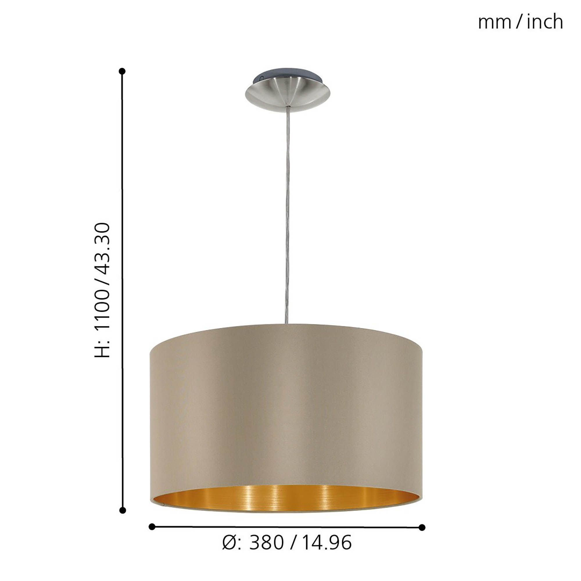 Suspension tissu taupe MASERLO E27 1X60W