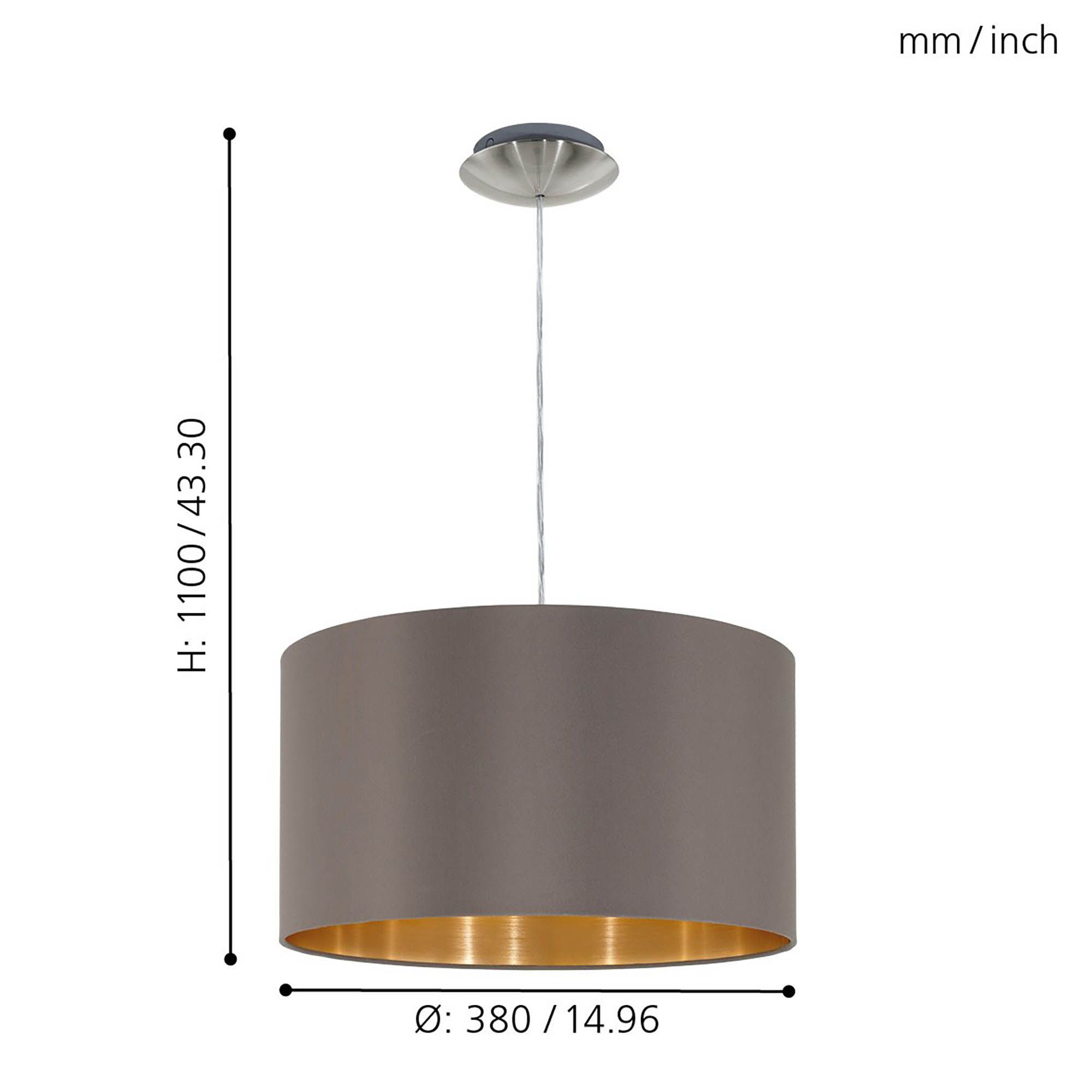 Suspension tissu marron MASERLO E27 1X60W