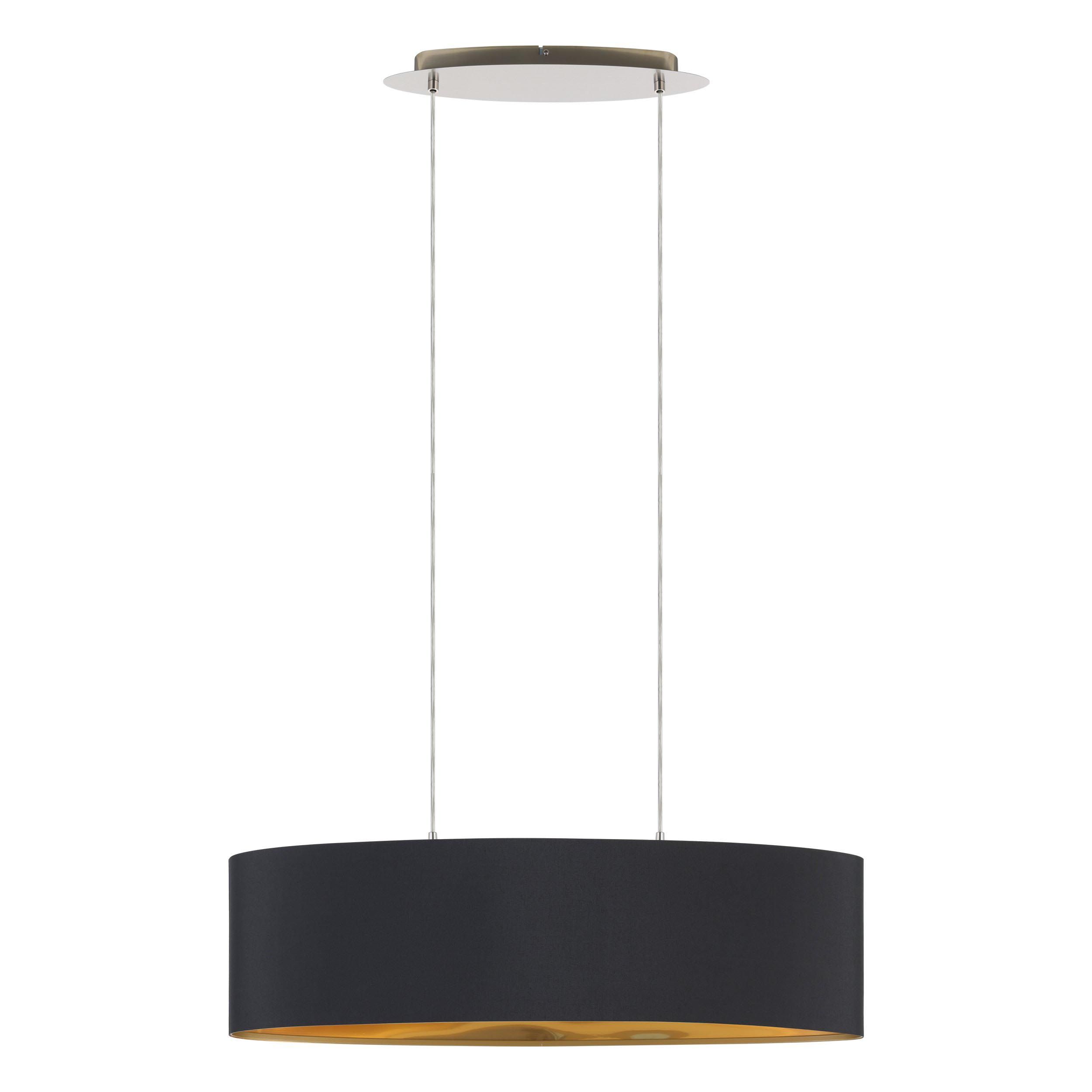 Suspension tissu noir MASERLO L78CM E27 2X60W