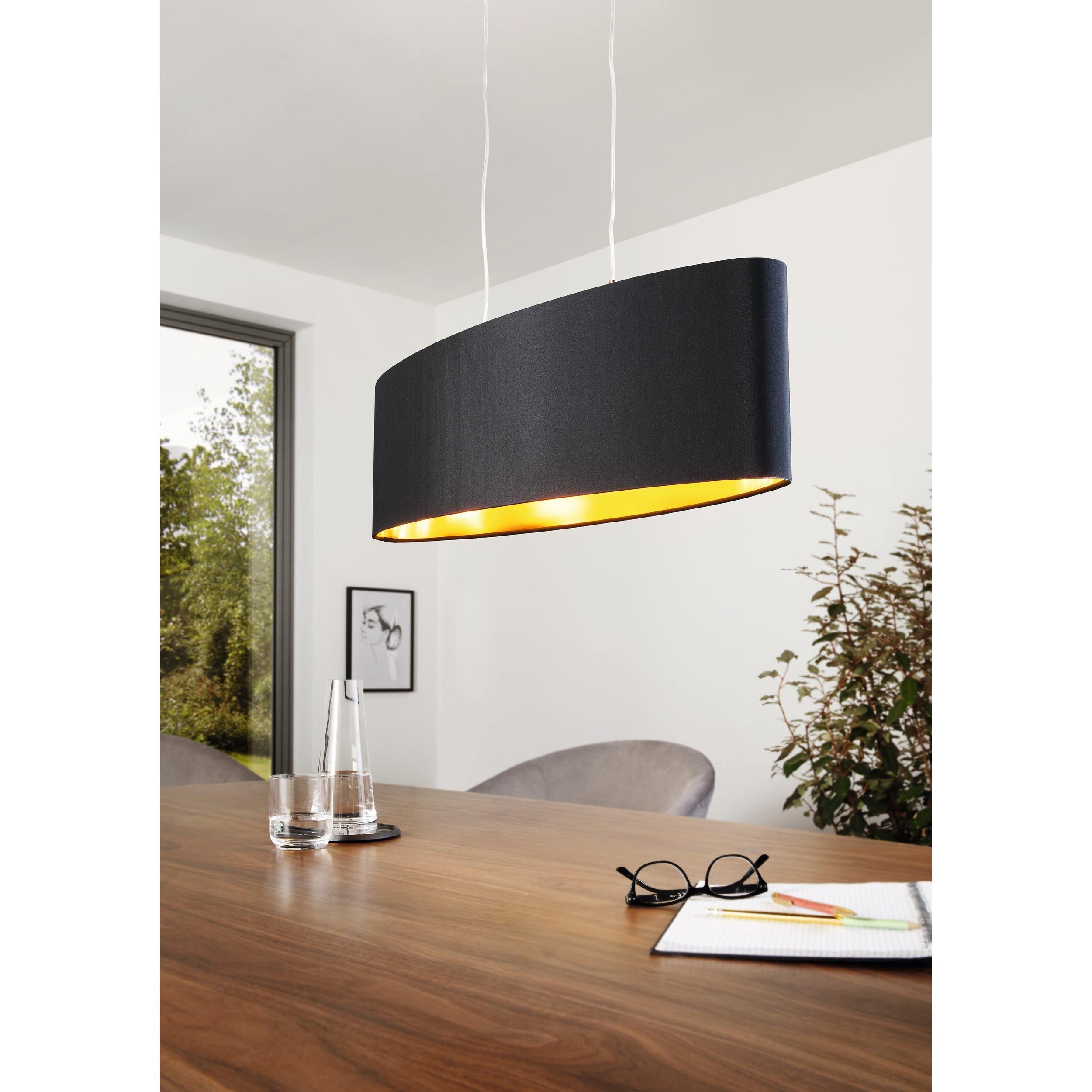 Suspension tissu noir MASERLO L78CM E27 2X60W