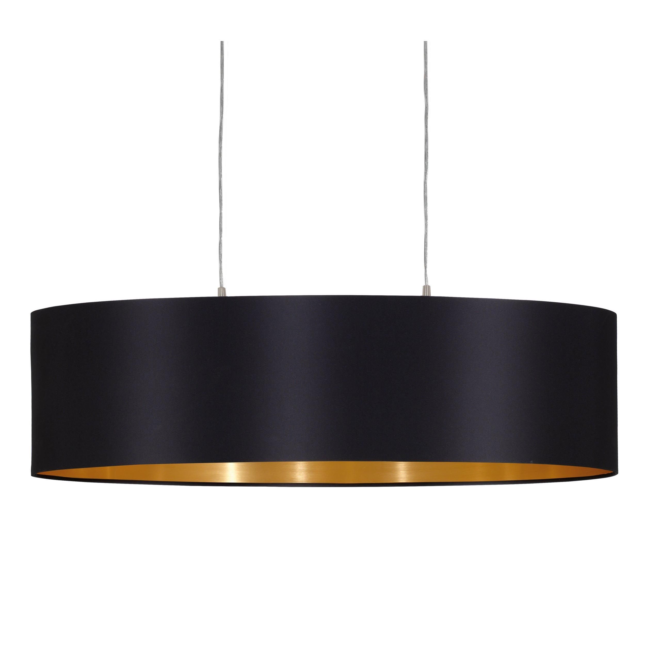 Suspension tissu noir MASERLO L78CM E27 2X60W