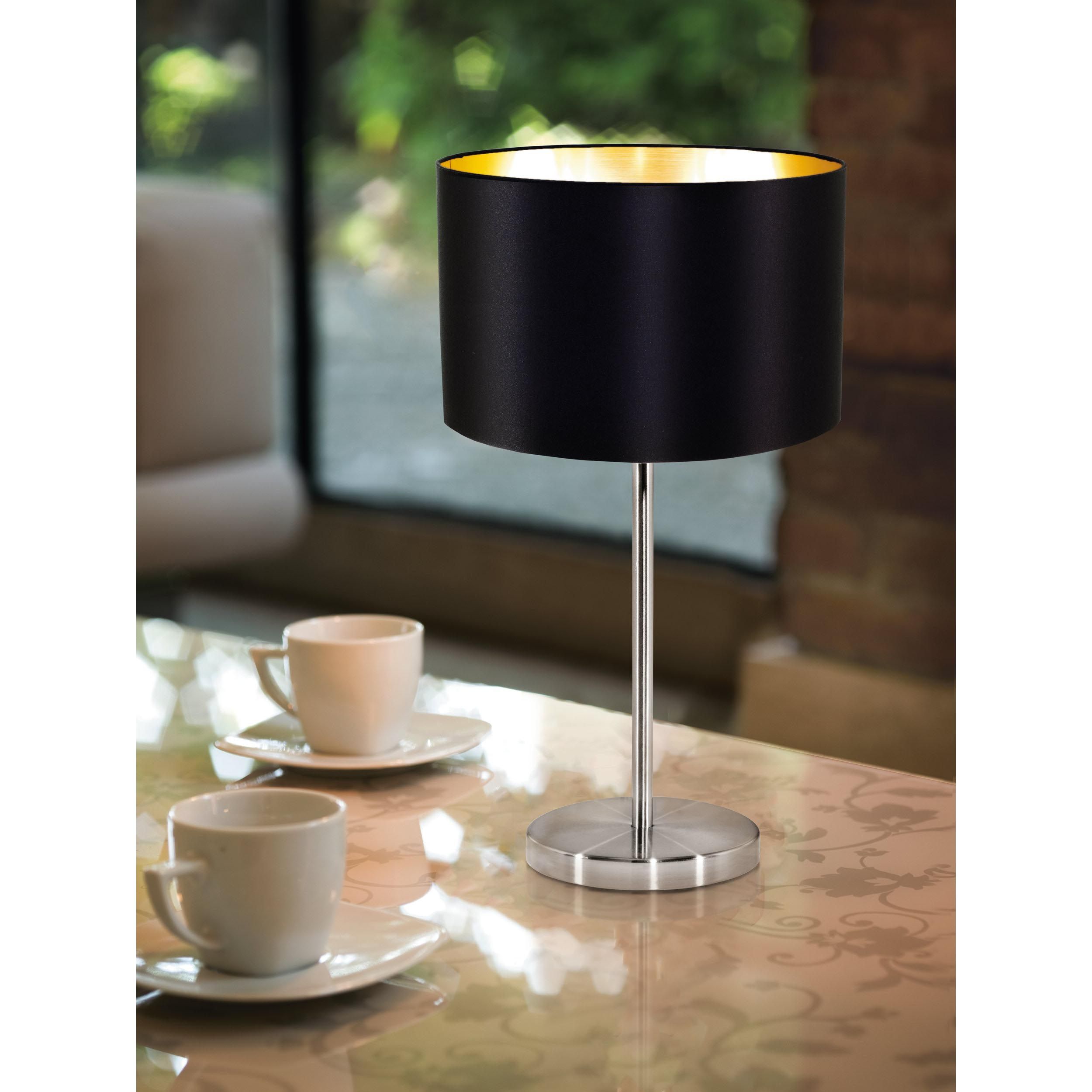 Lampe de table tissu noir MASERLO E27 1X60W