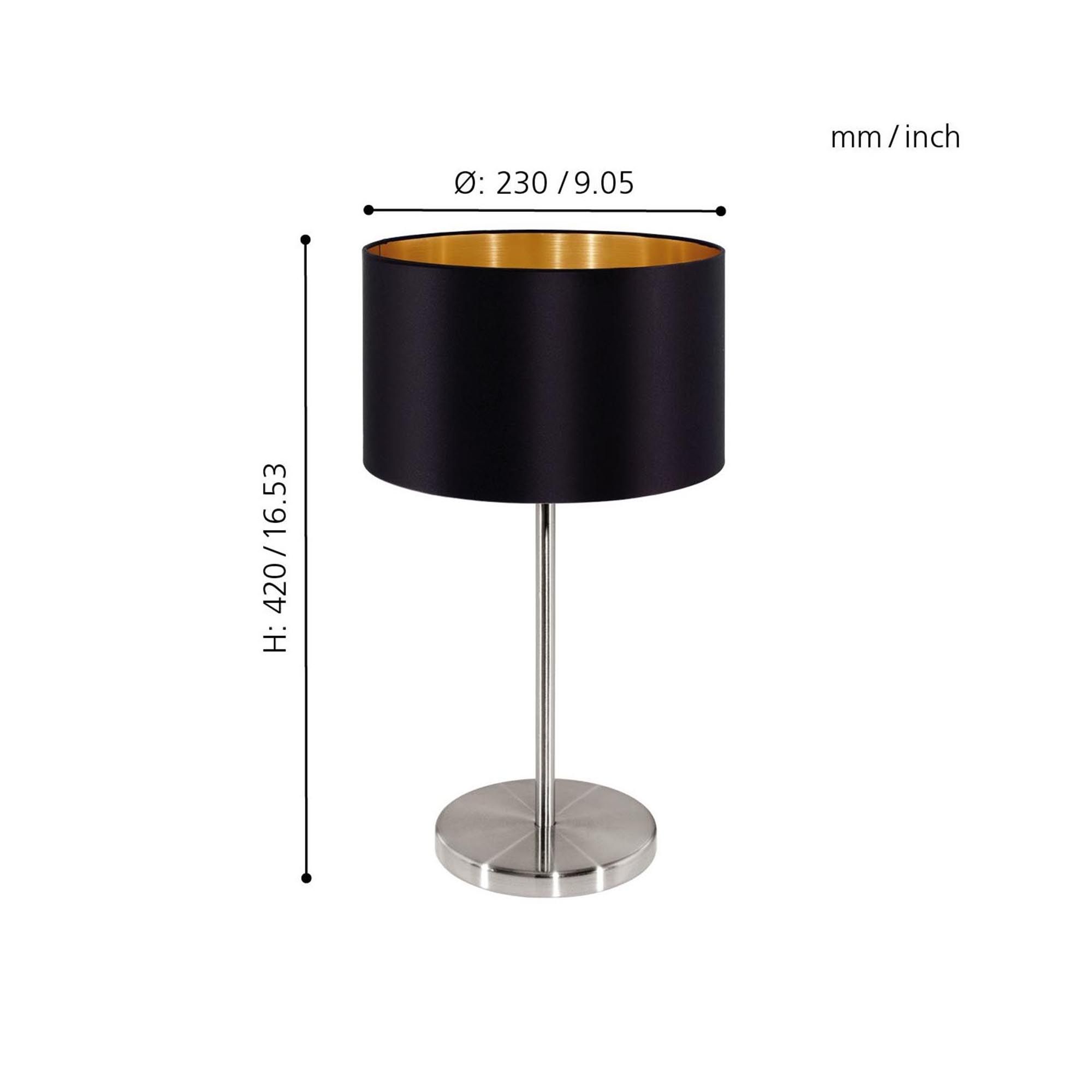 Lampe de table tissu noir MASERLO E27 1X60W