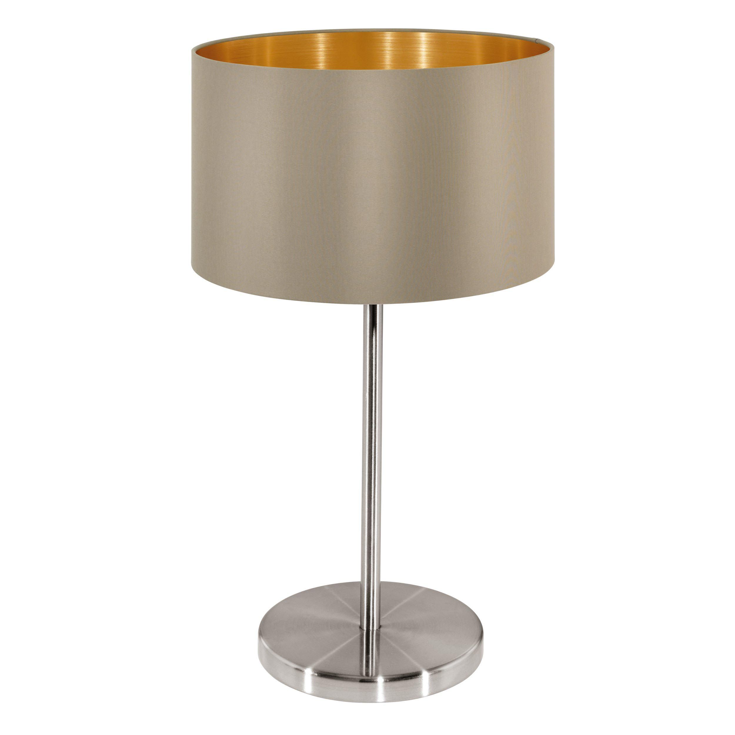 Lampe de table tissu taupe MASERLO E27 1X60W