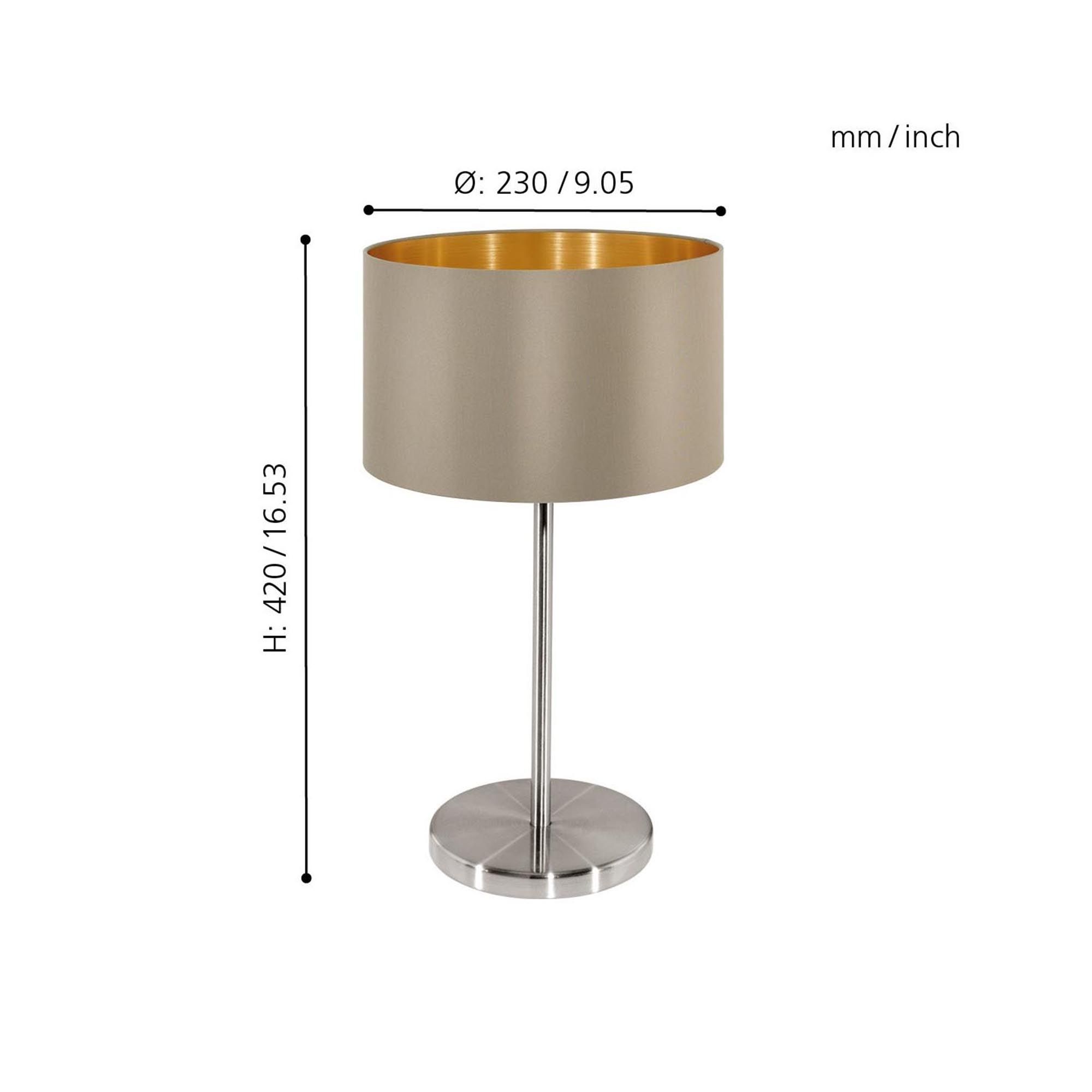 Lampe de table tissu taupe MASERLO E27 1X60W