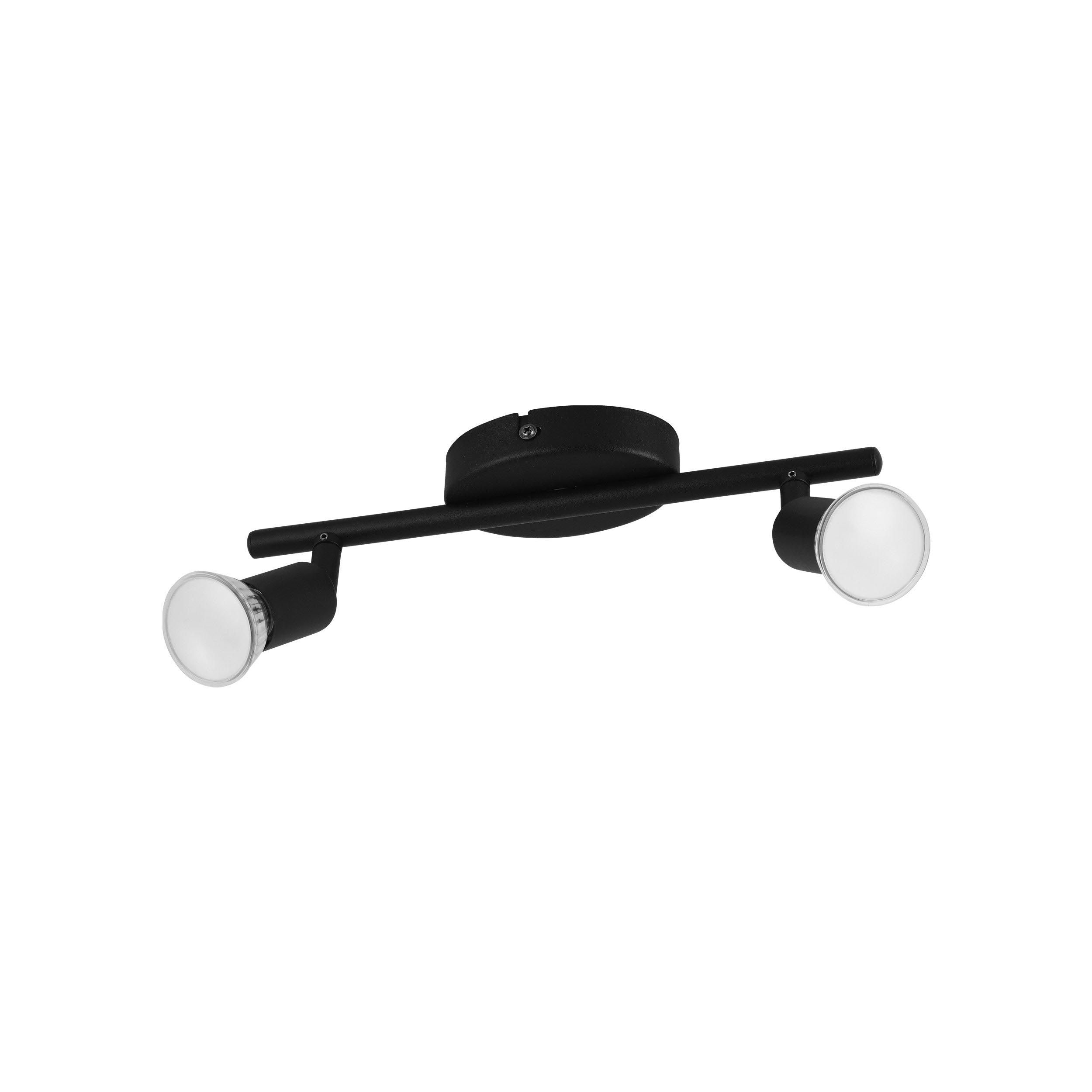 Spot de plafond réglette/plaf métal noir BUZZ-LED GU10 2X2,8W