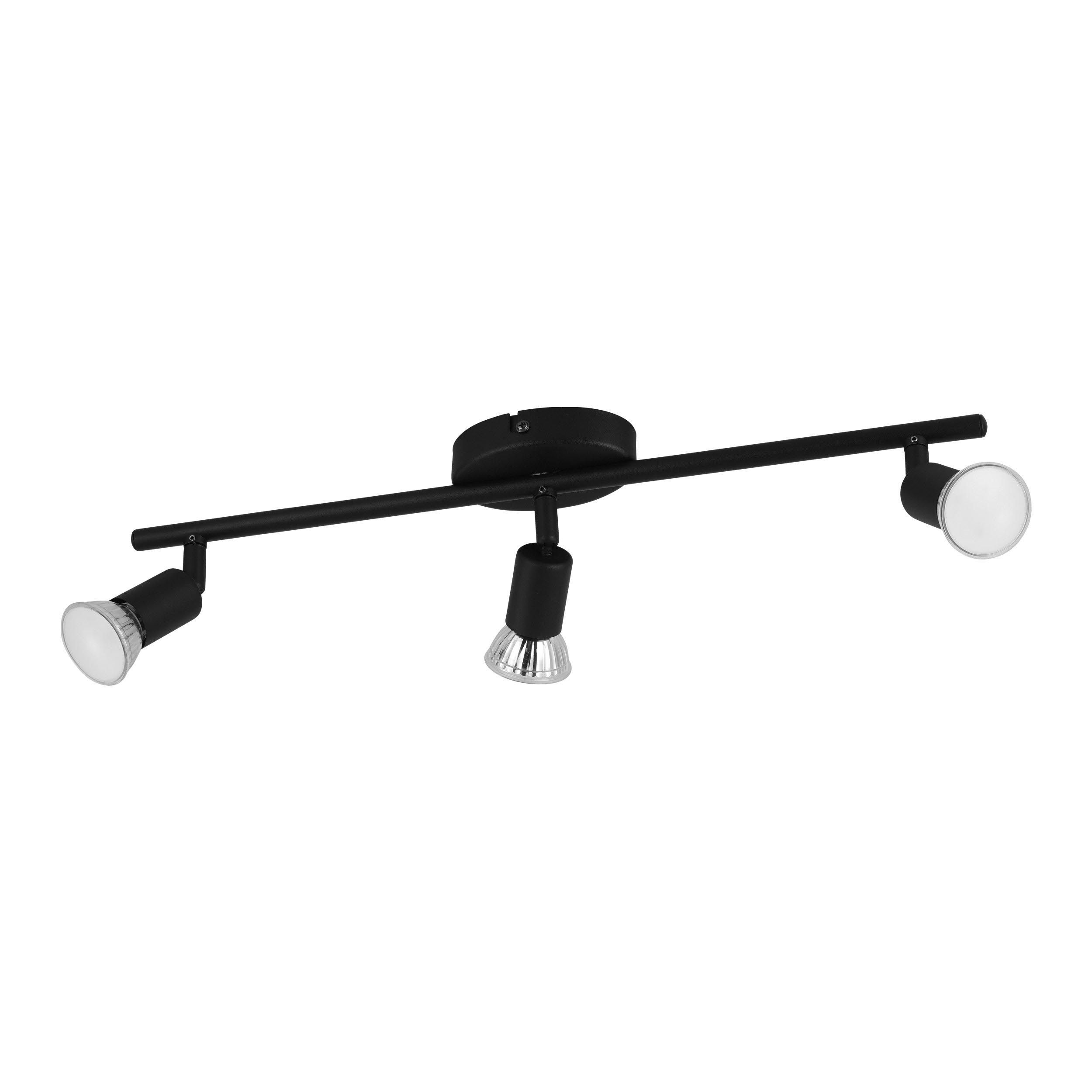 Spot de plafond réglette/plaf métal noir BUZZ-LED GU10 3X2,8W