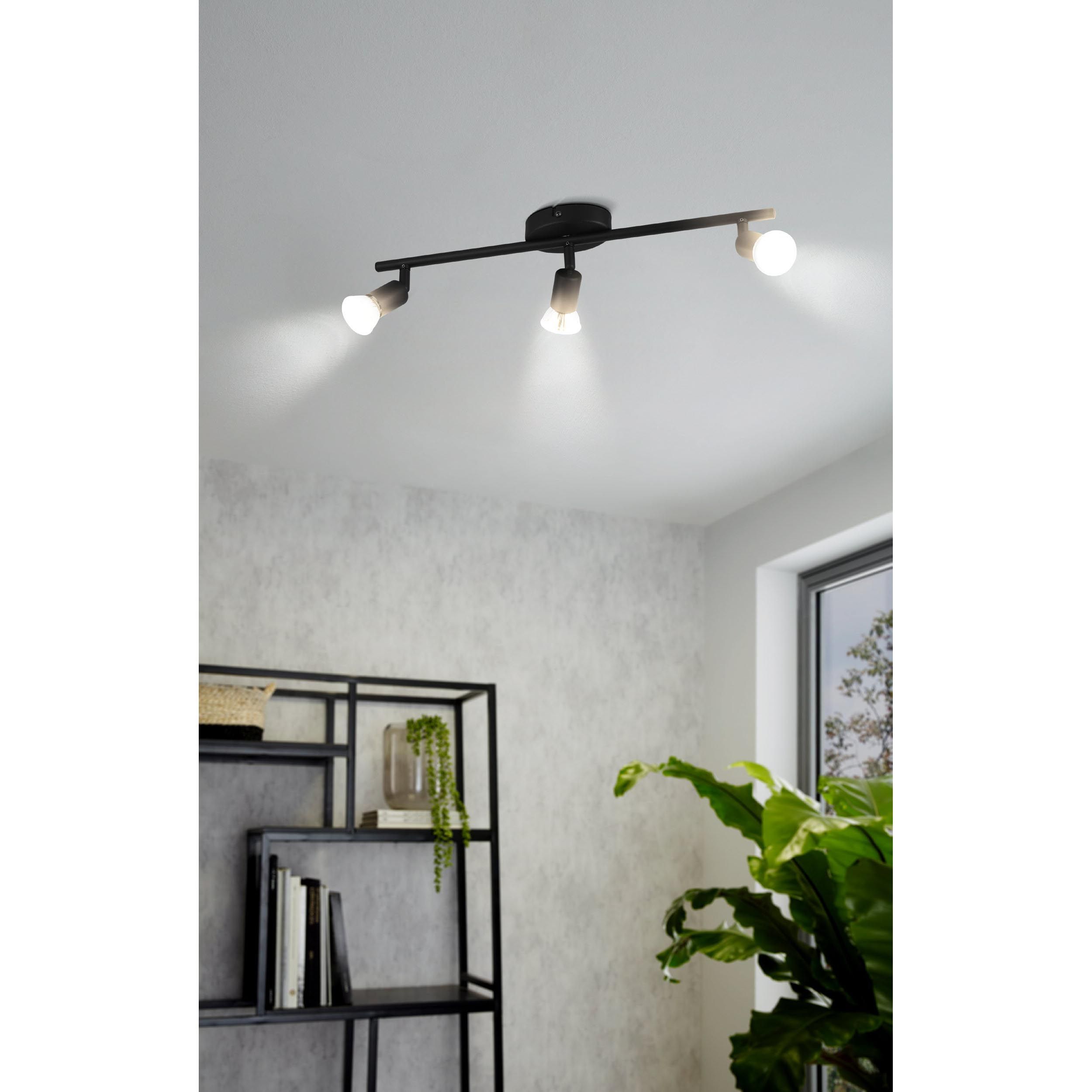 Spot de plafond réglette/plaf métal noir BUZZ-LED GU10 3X2,8W