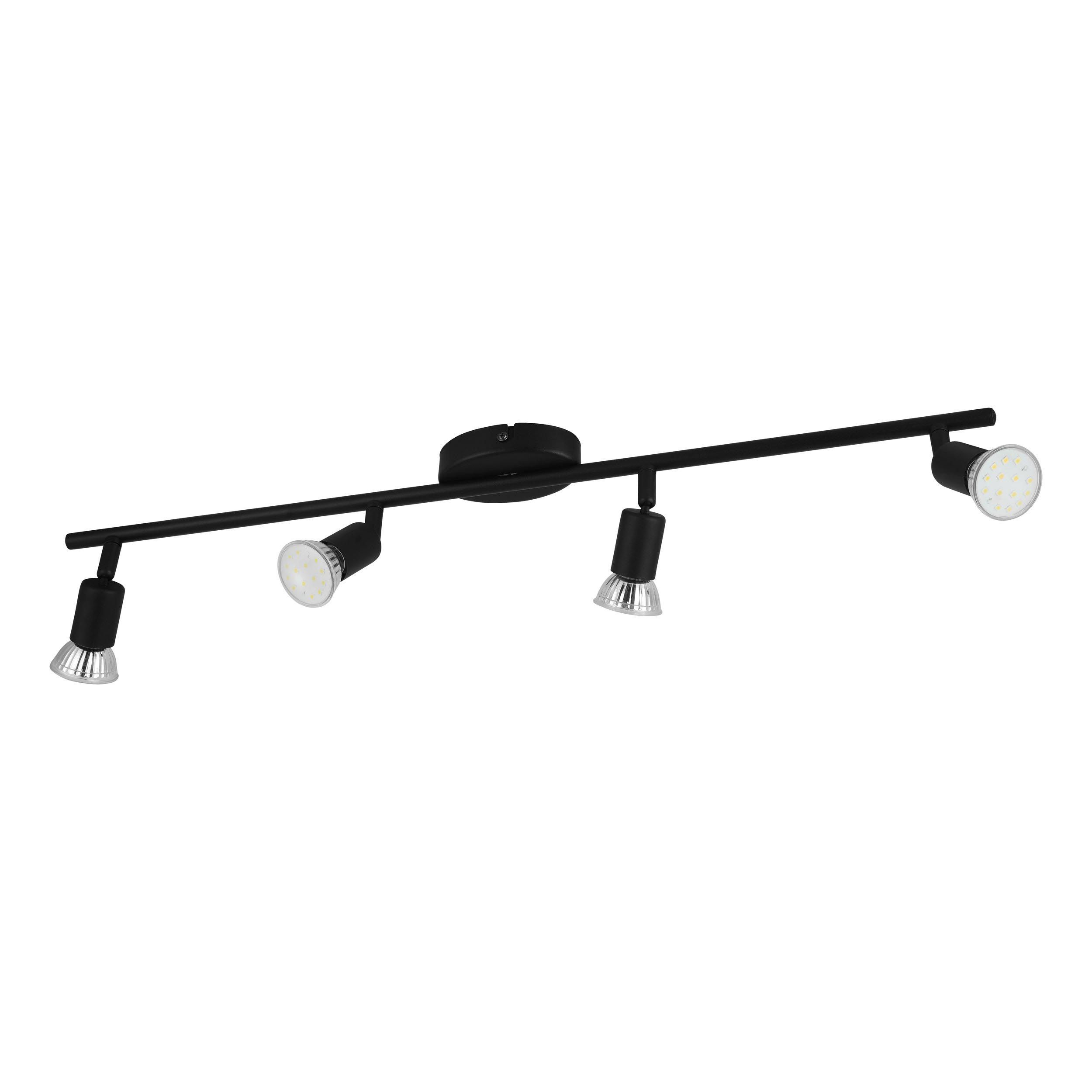 Spot de plafond réglette/plaf métal noir BUZZ-LED GU10 4X2,8W