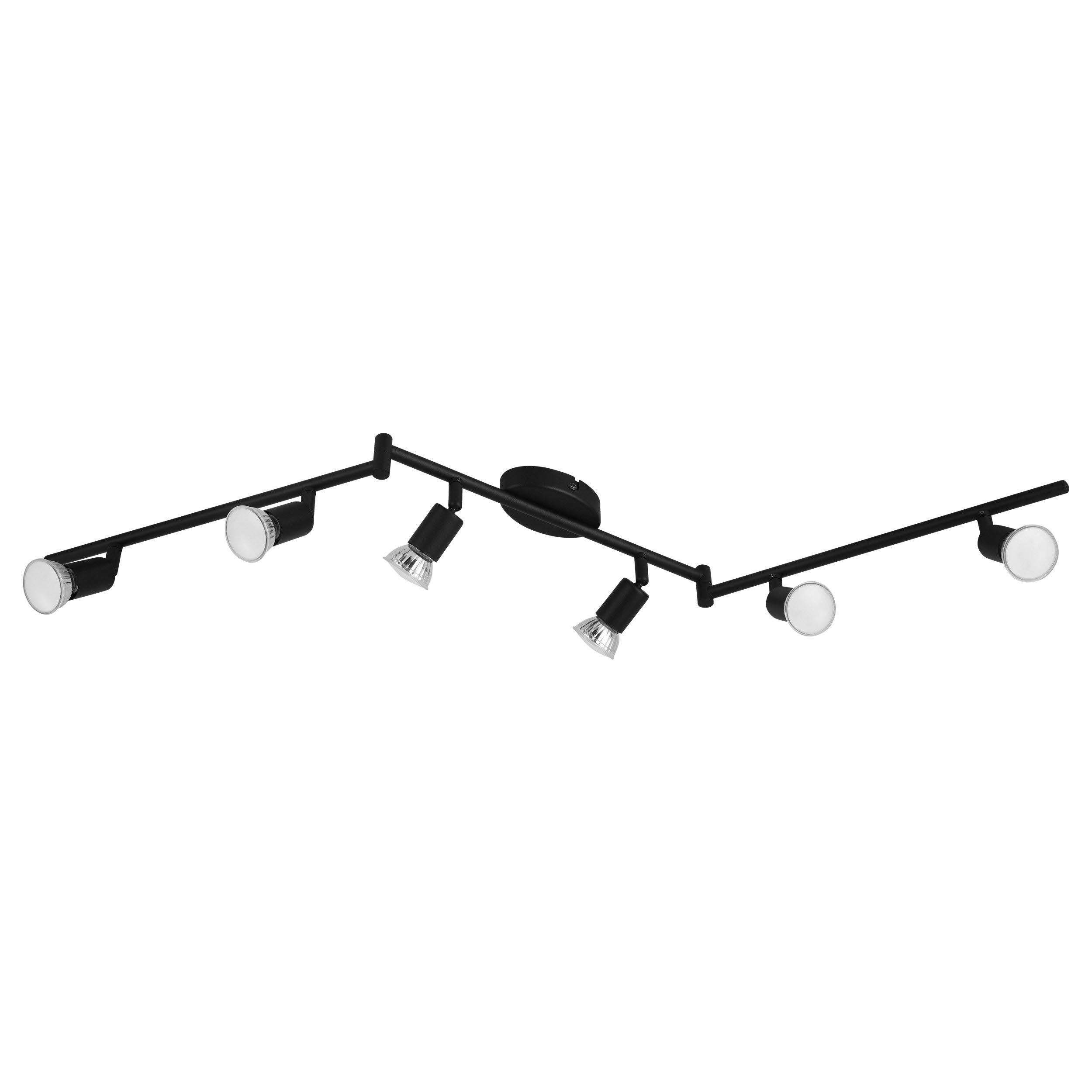 Spot de plafond réglette/plaf métal noir BUZZ-LED GU10 6X2,8W