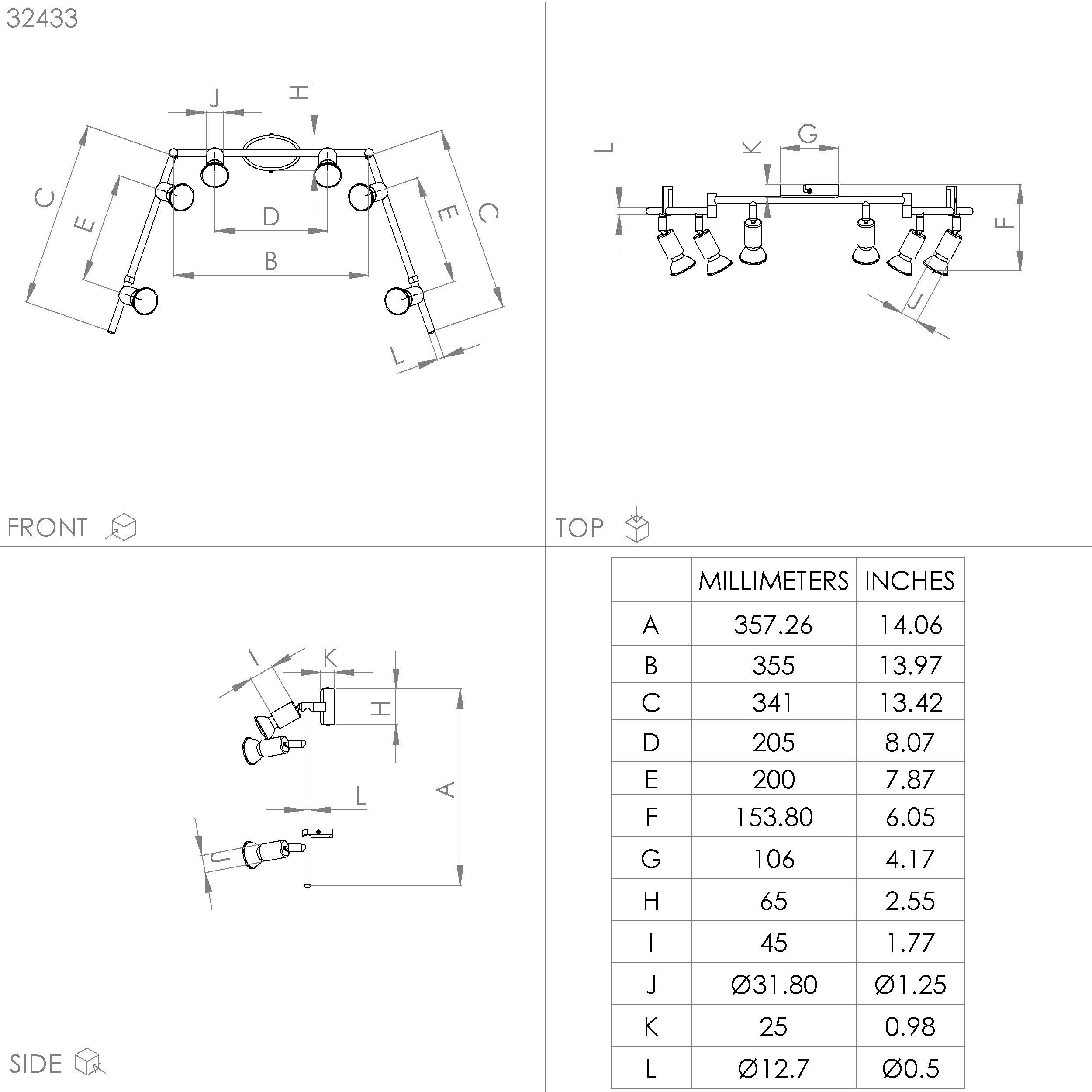 Spot de plafond réglette/plaf métal noir BUZZ-LED GU10 6X2,8W