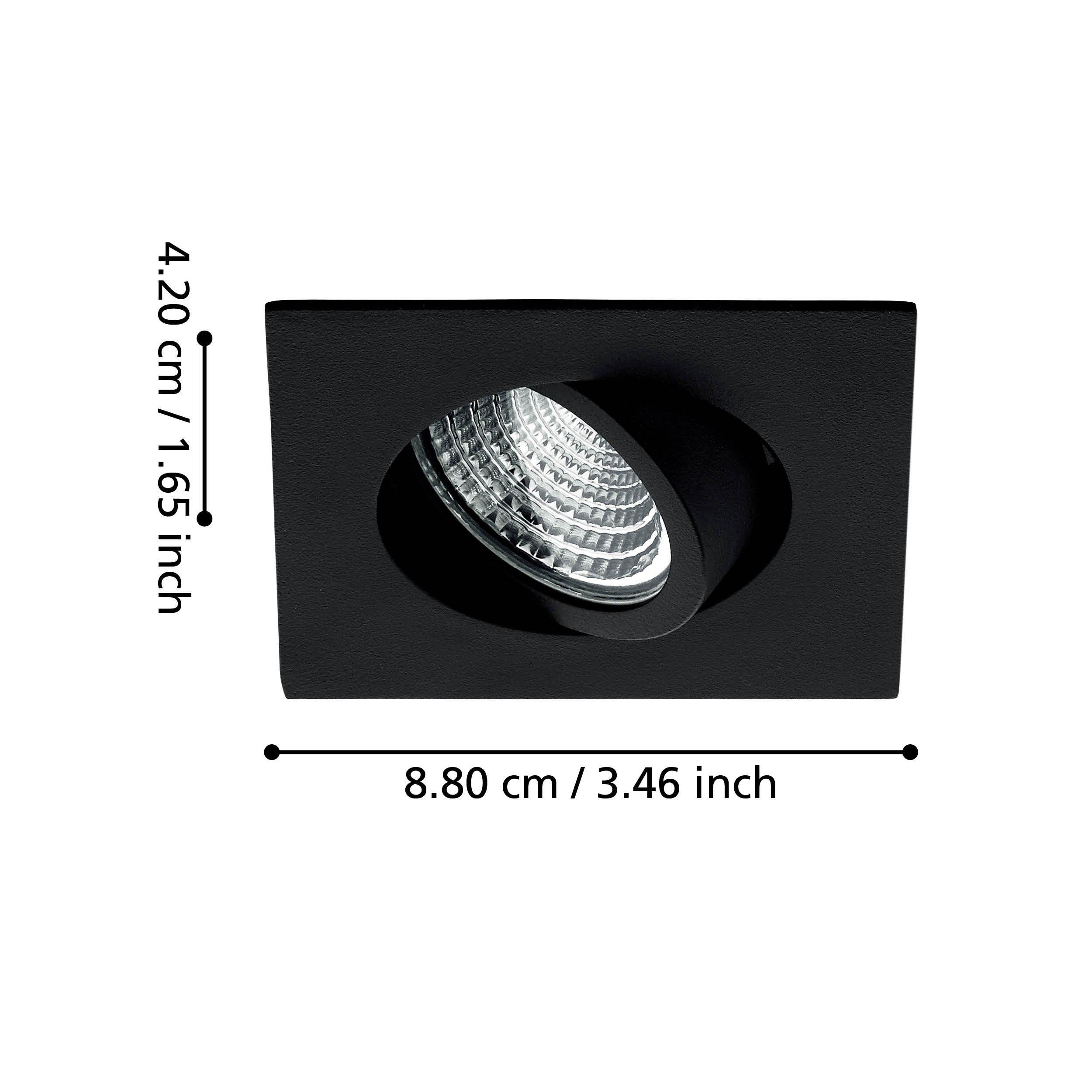 Spot à encastrer métal noir SALICETO carré LED INT 3X6W