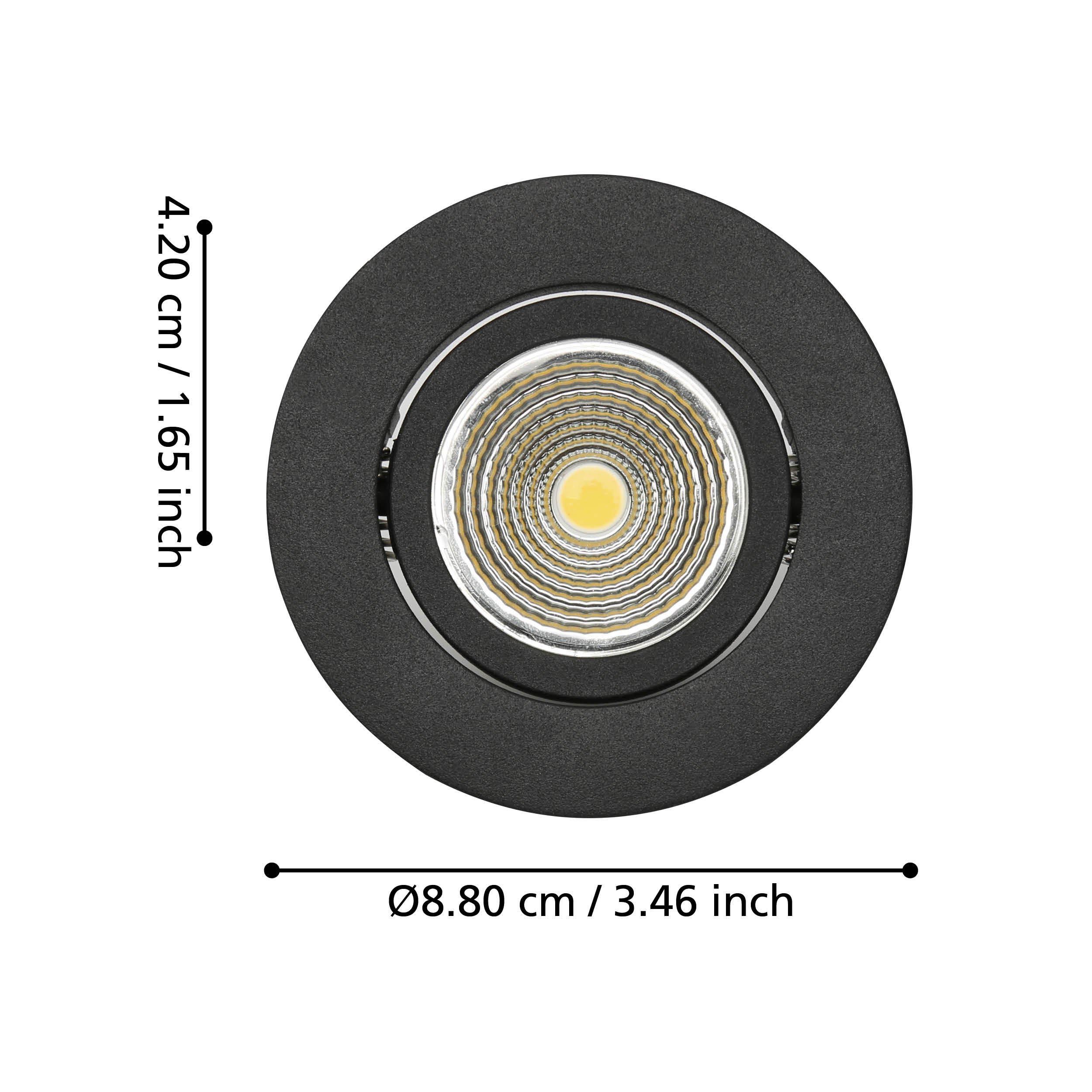 Spot à encastrer métal noir SALICETO  D8,8CM LED INT 3X6W