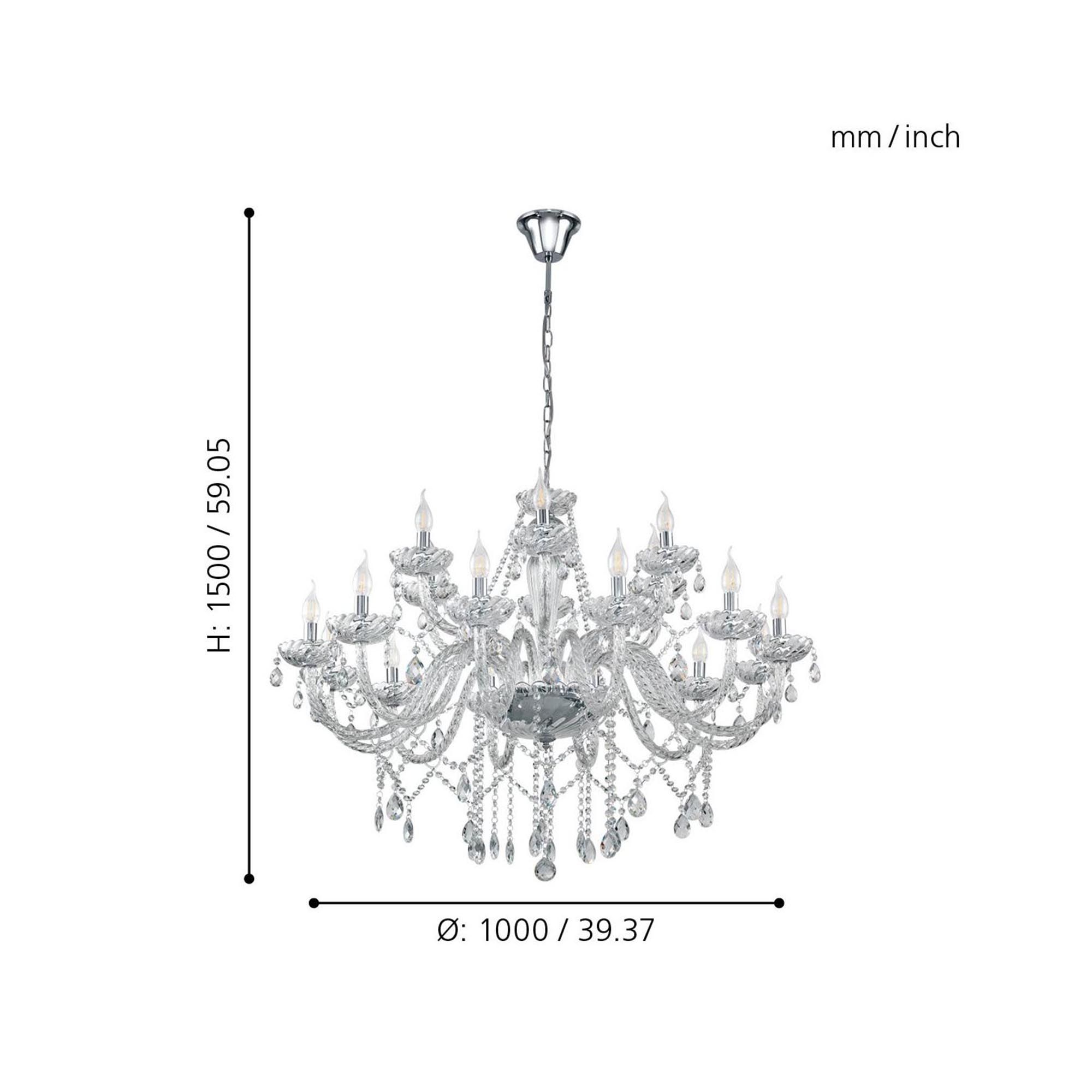 Lustre verre argenté BASILANO 1 E14 18X40W