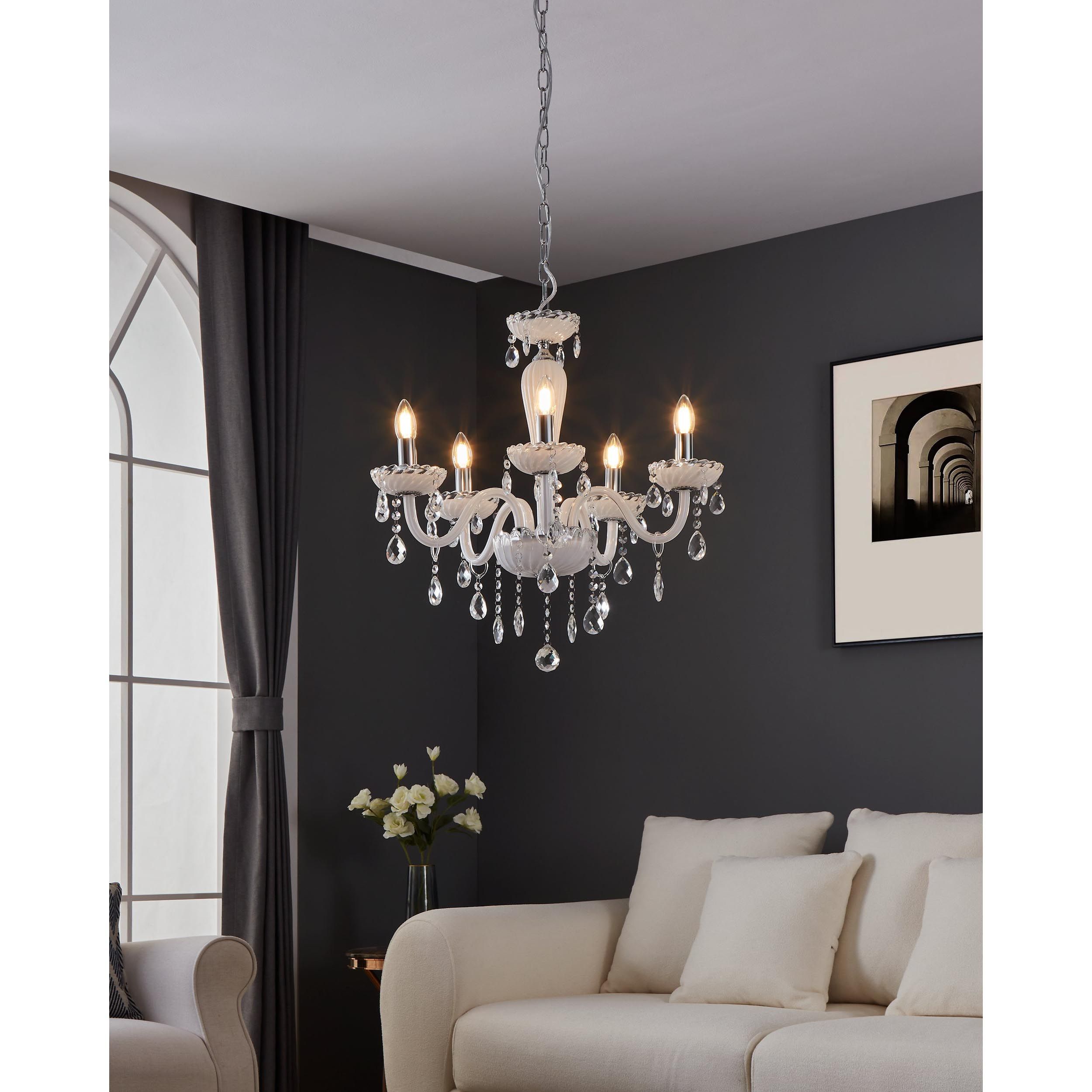 Lustre verre blanc CARPENTO E14 5X40W