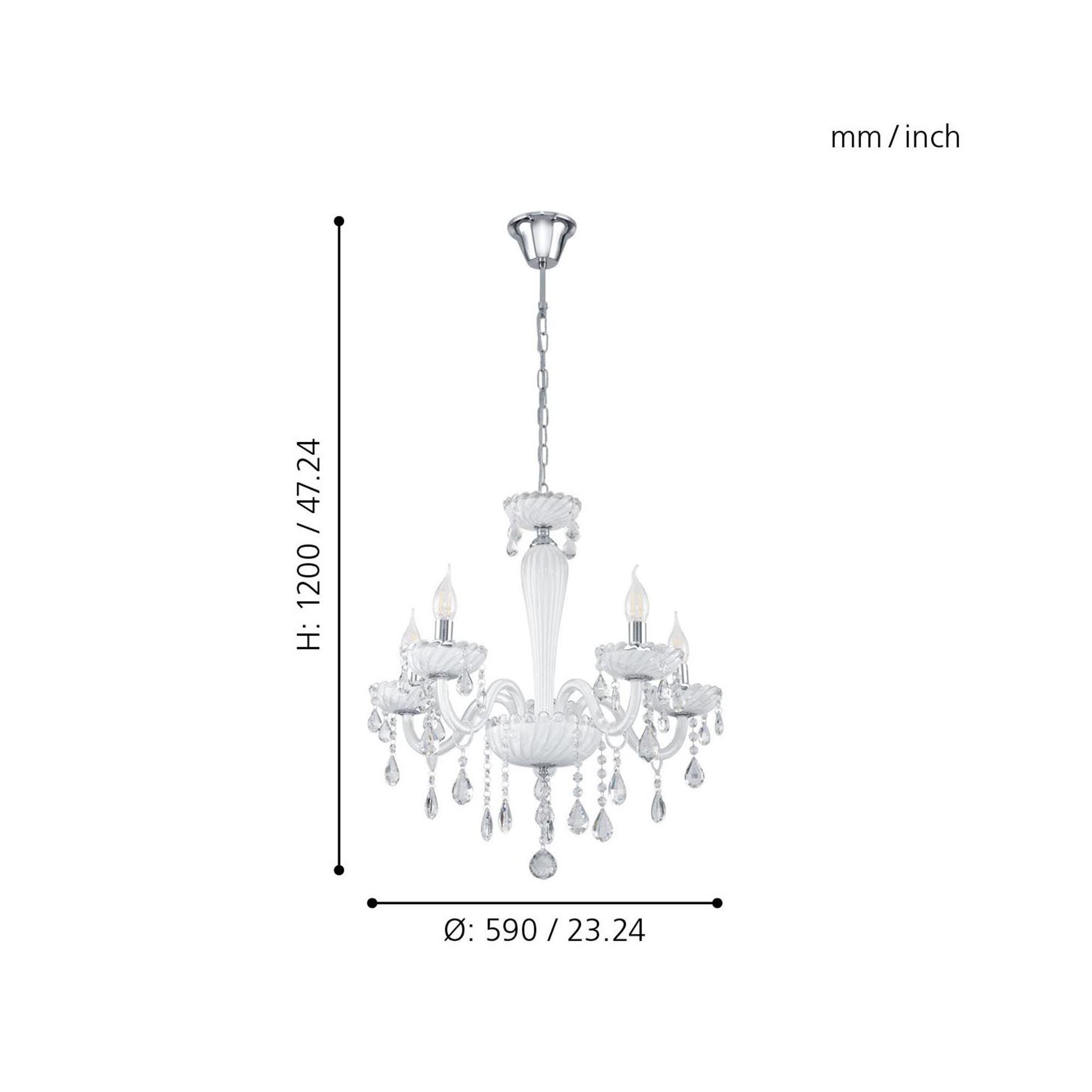 Lustre verre blanc CARPENTO E14 5X40W