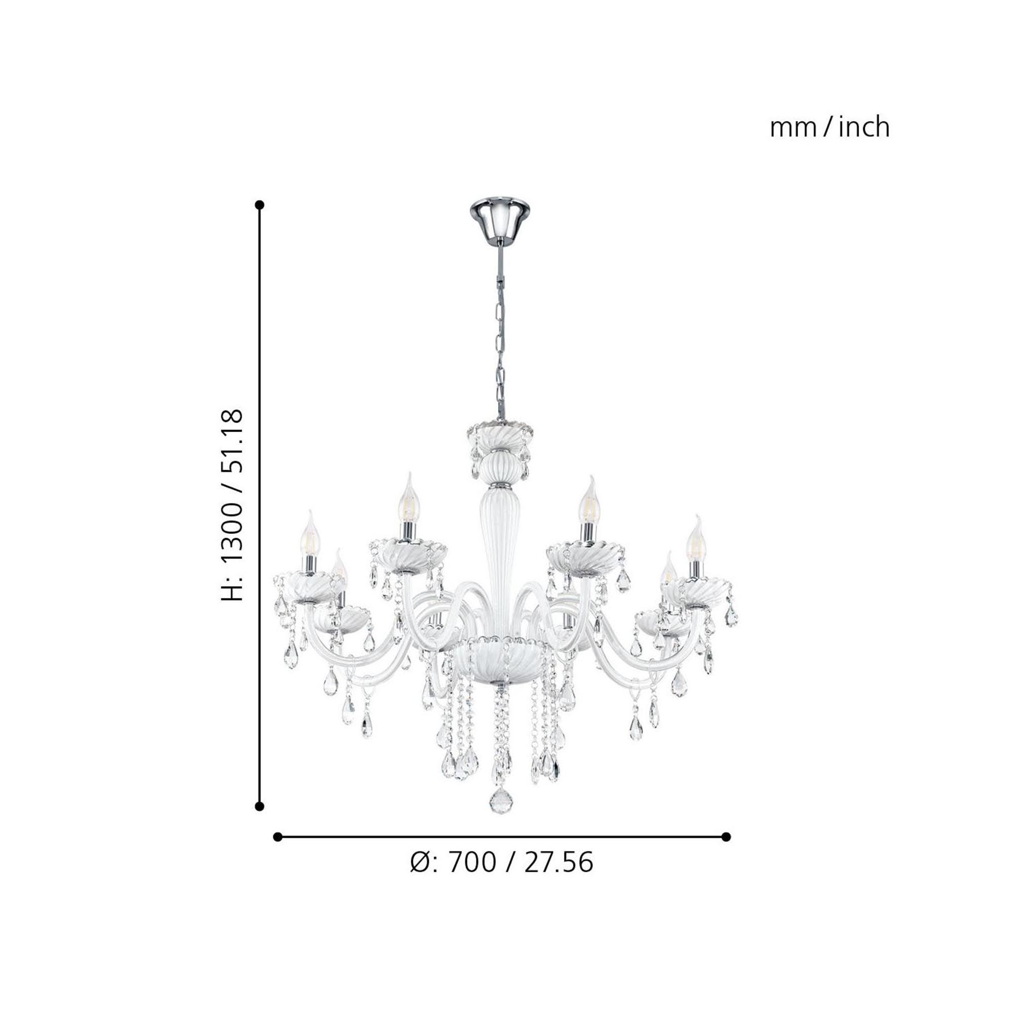 Lustre verre blanc CARPENTO E14 8X40W