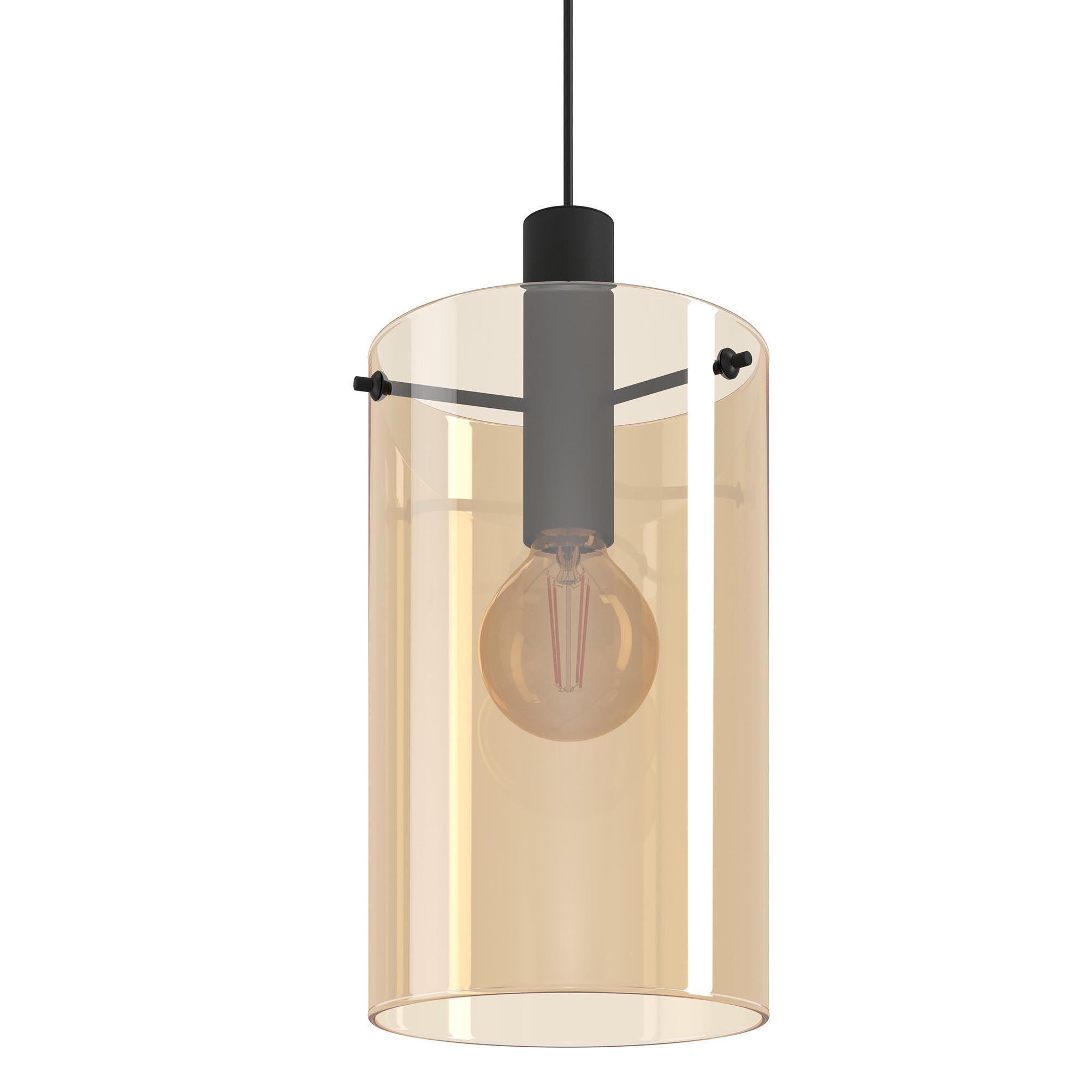 Suspension verre ambre POLVERARA E27 1X40W