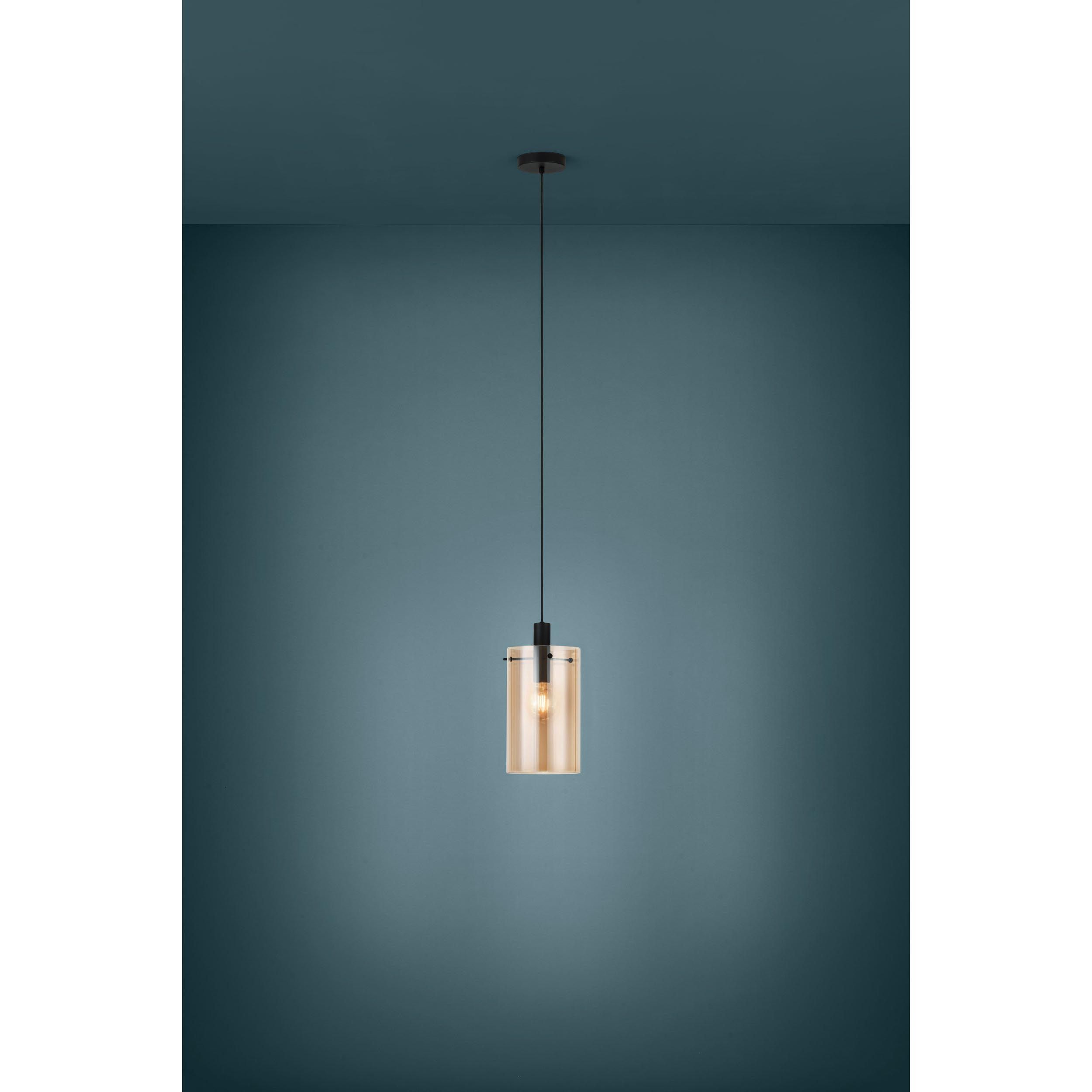 Suspension verre ambre POLVERARA E27 1X40W