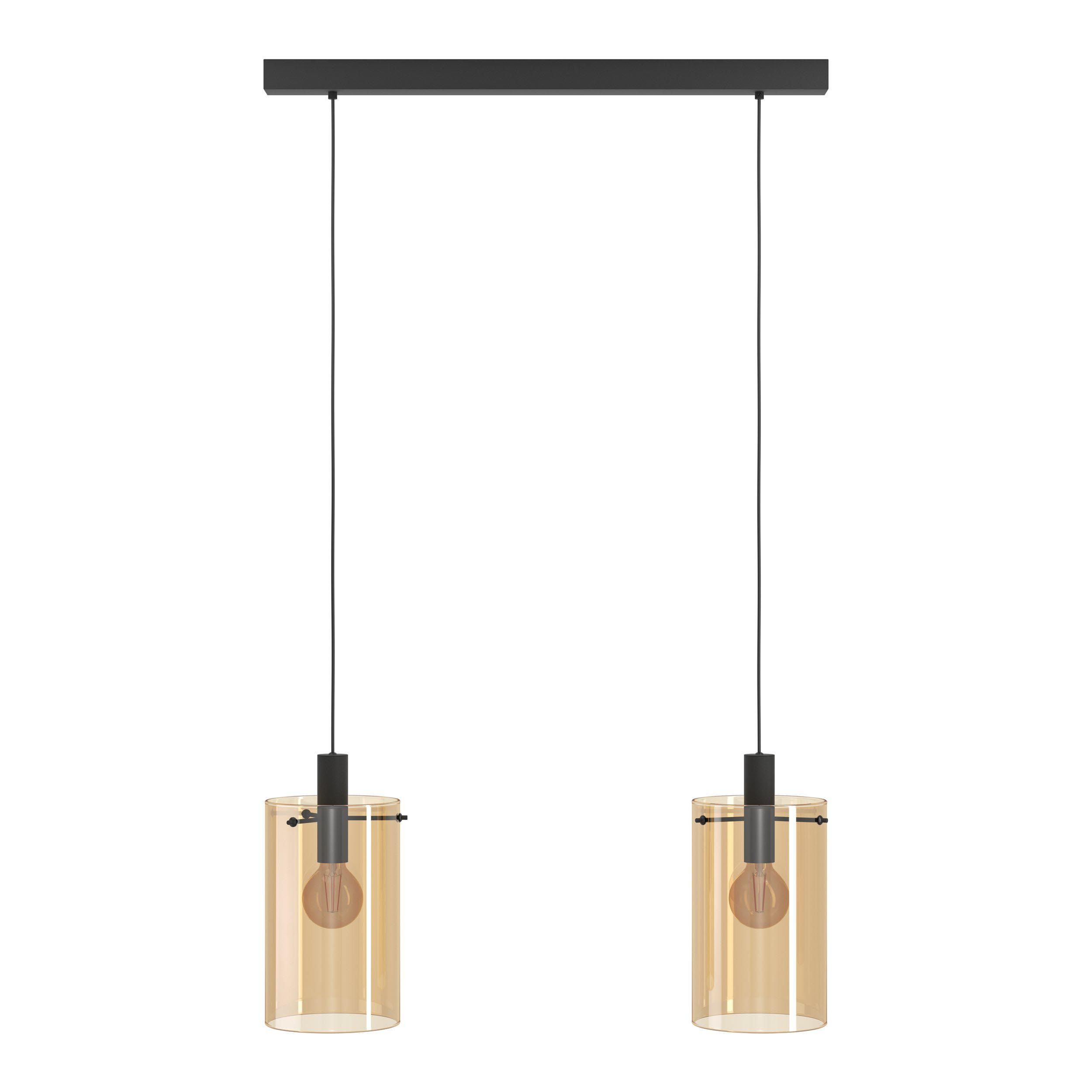 Suspension verre ambre POLVERARA E27 2X40W