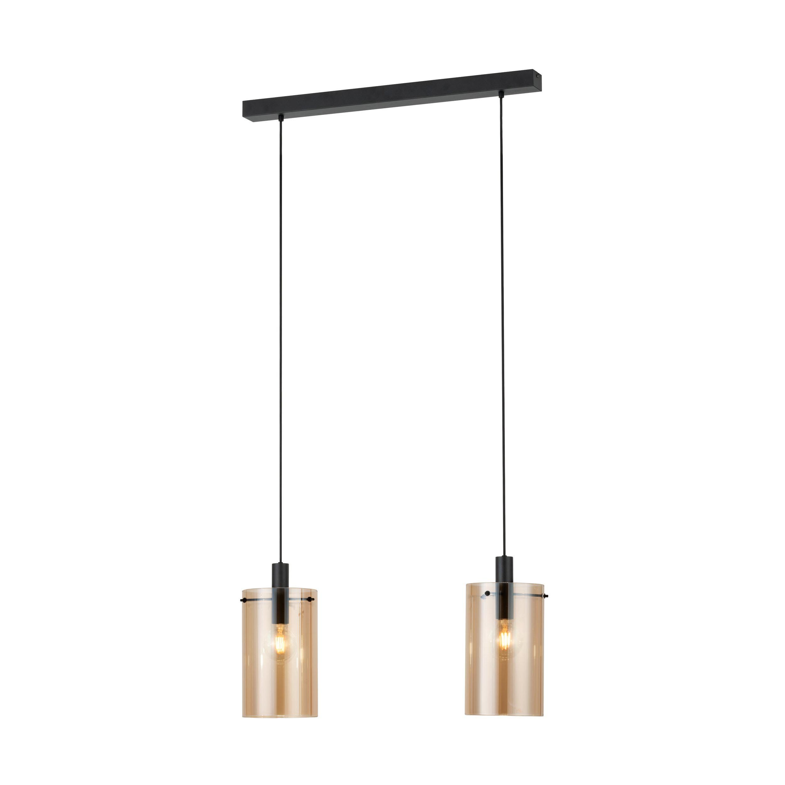 Suspension verre ambre POLVERARA E27 2X40W