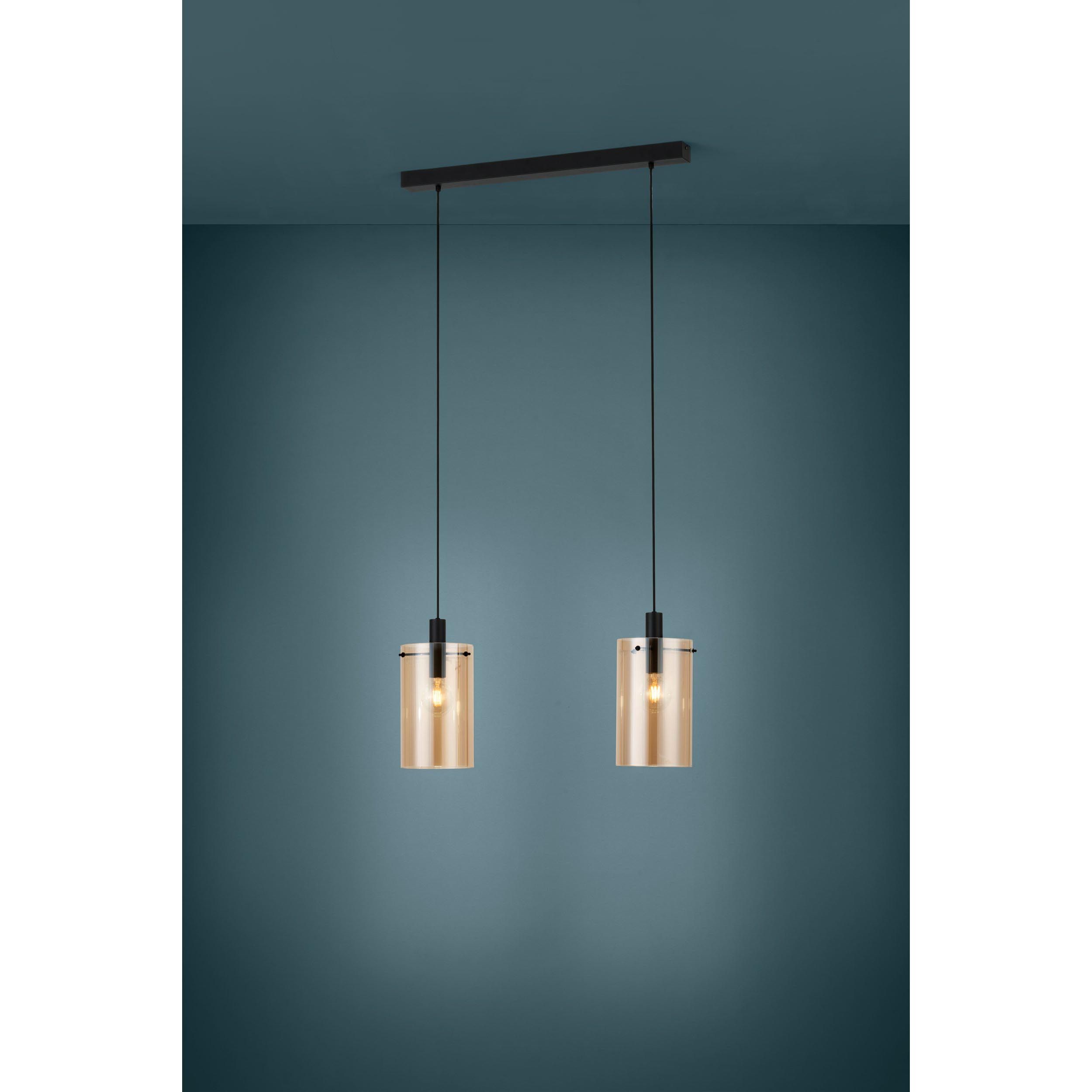 Suspension verre ambre POLVERARA E27 2X40W