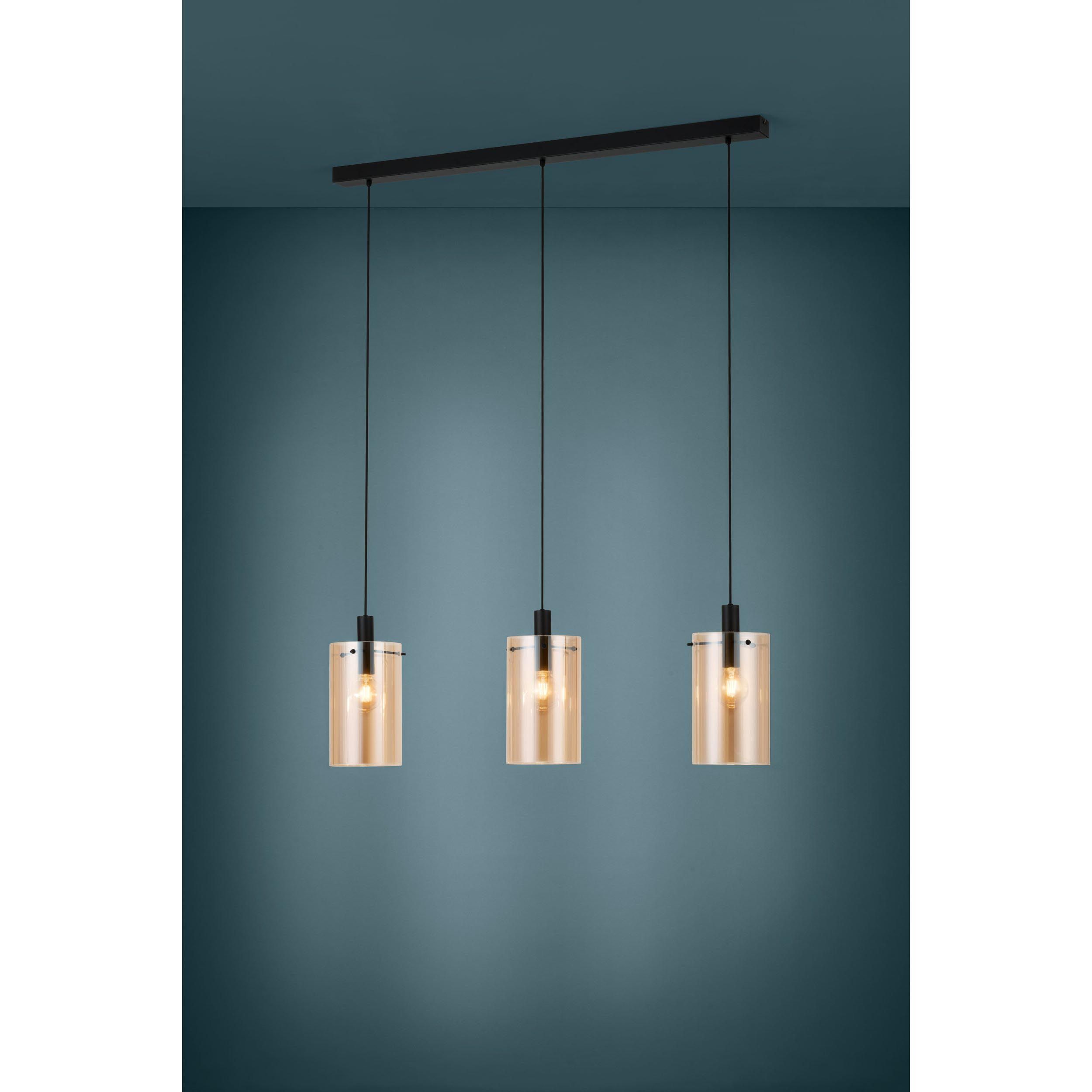 Suspension verre ambre POLVERARA E27 3X40W