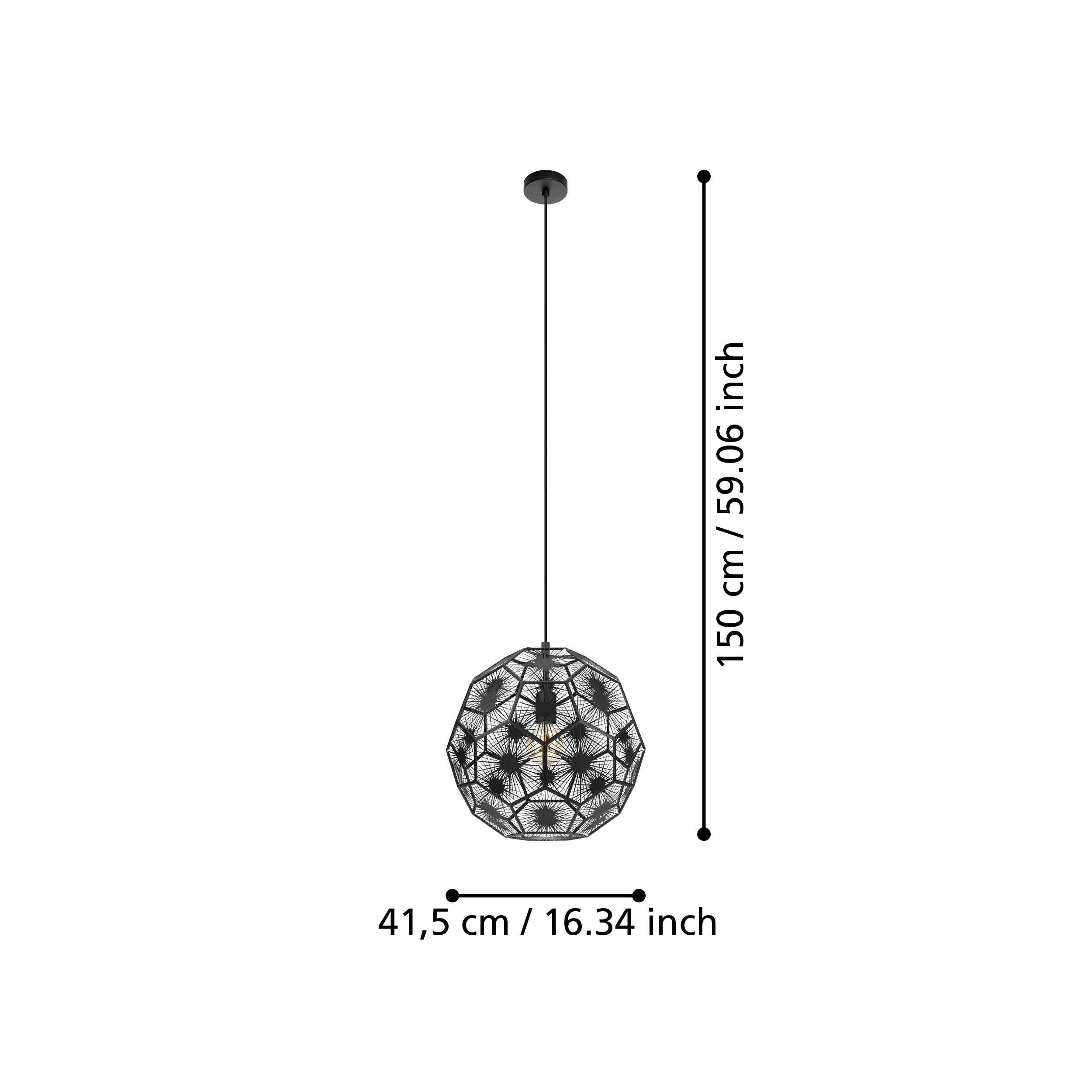 Suspension métal noir SKOURA d41 1 E27 1X60W