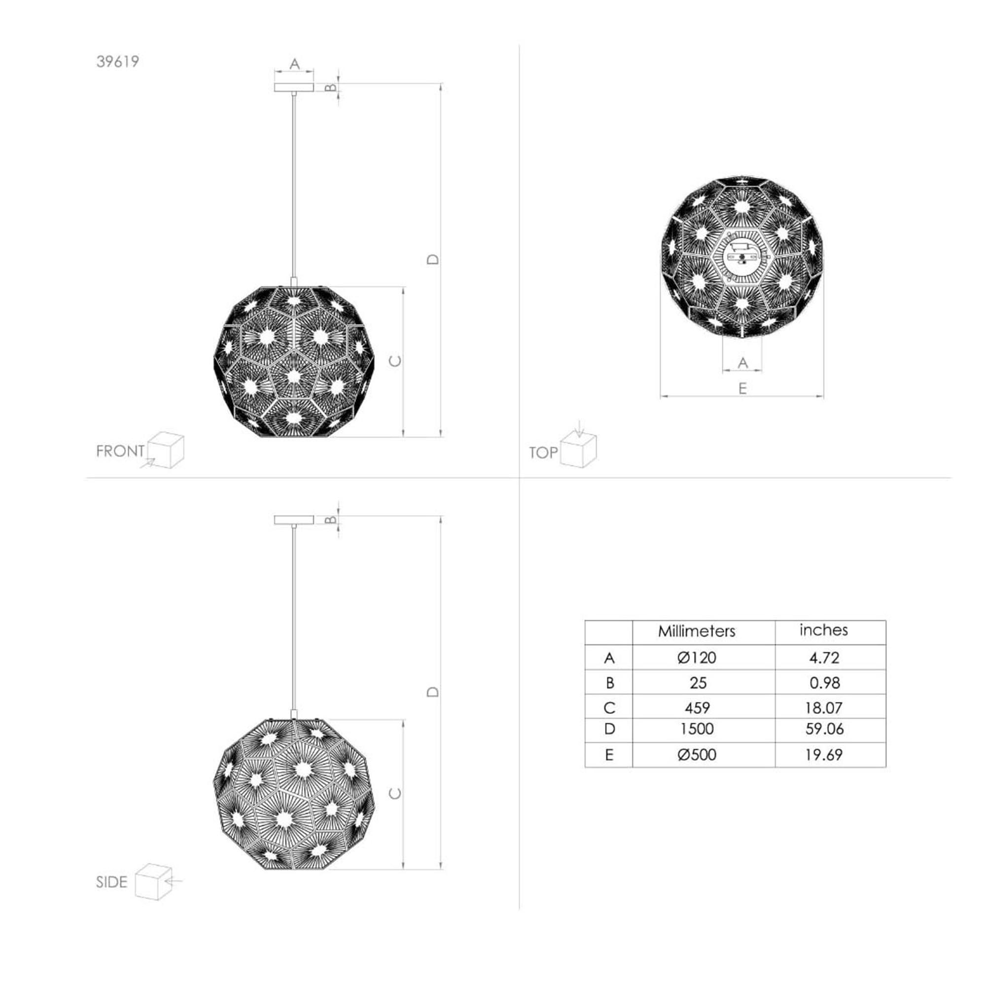 Suspension métal noir SKOURA 1 E27 1X60W