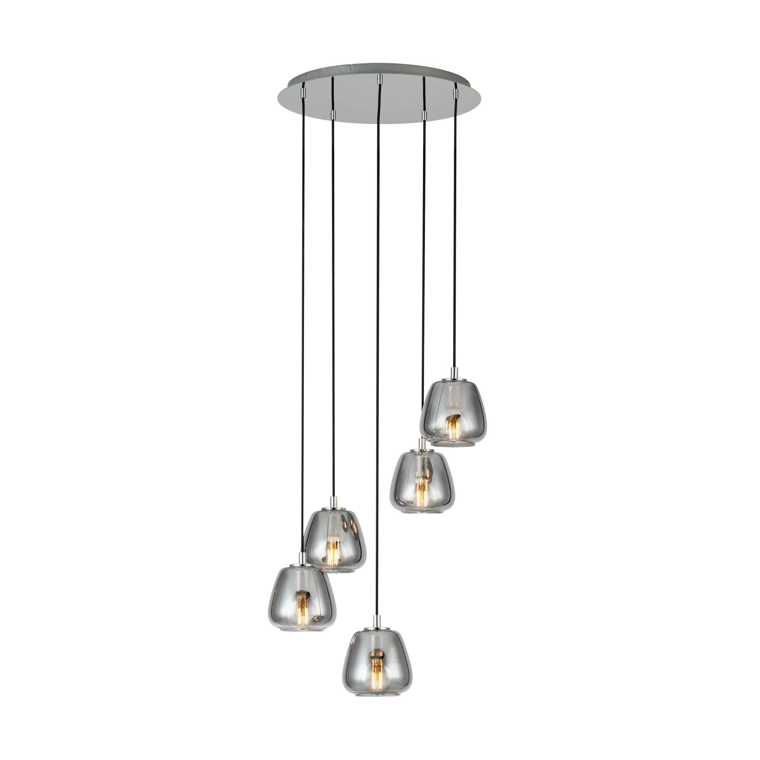 Suspension métal argenté ALBARINO E27 5X40W