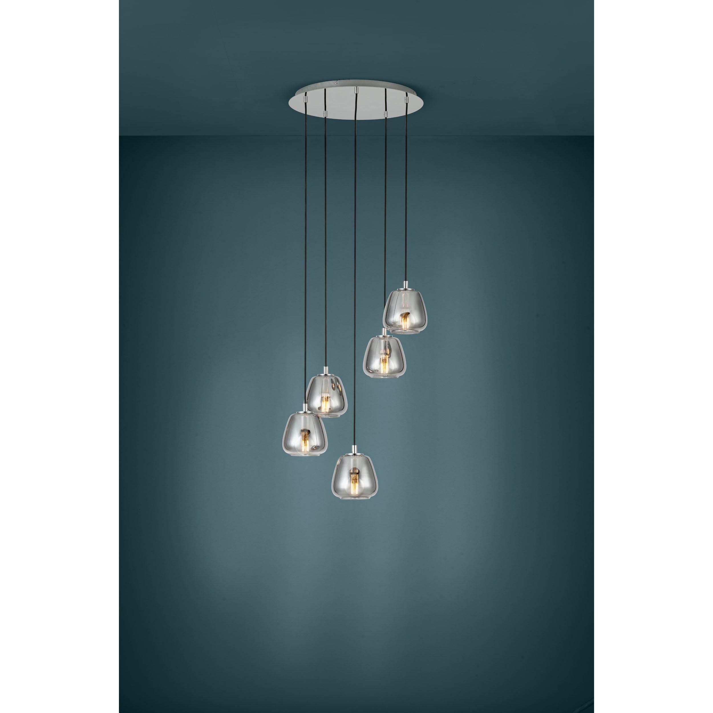 Suspension métal argenté ALBARINO E27 5X40W