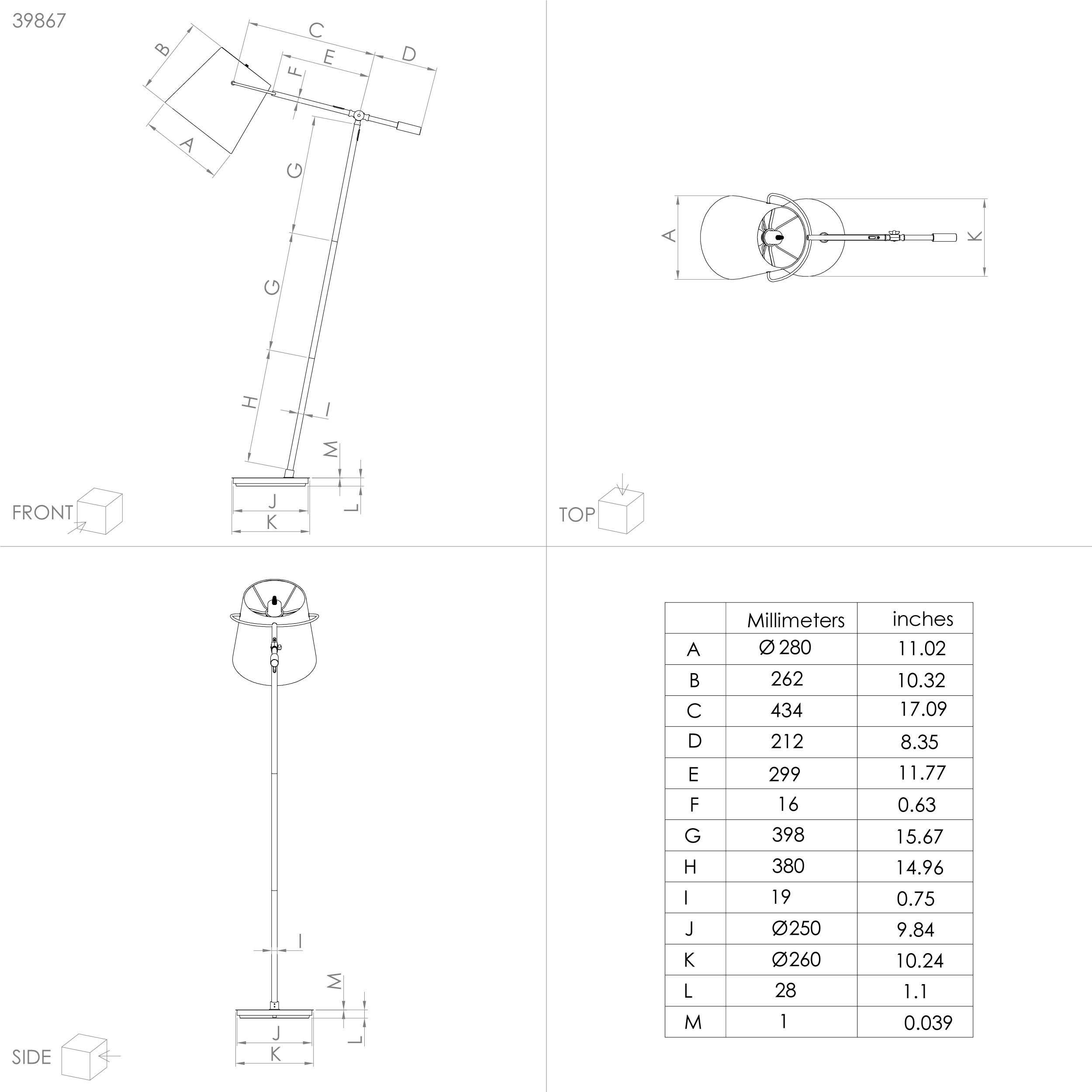 Lampadaire tissu noir GRANADILLOS E27 1X40W