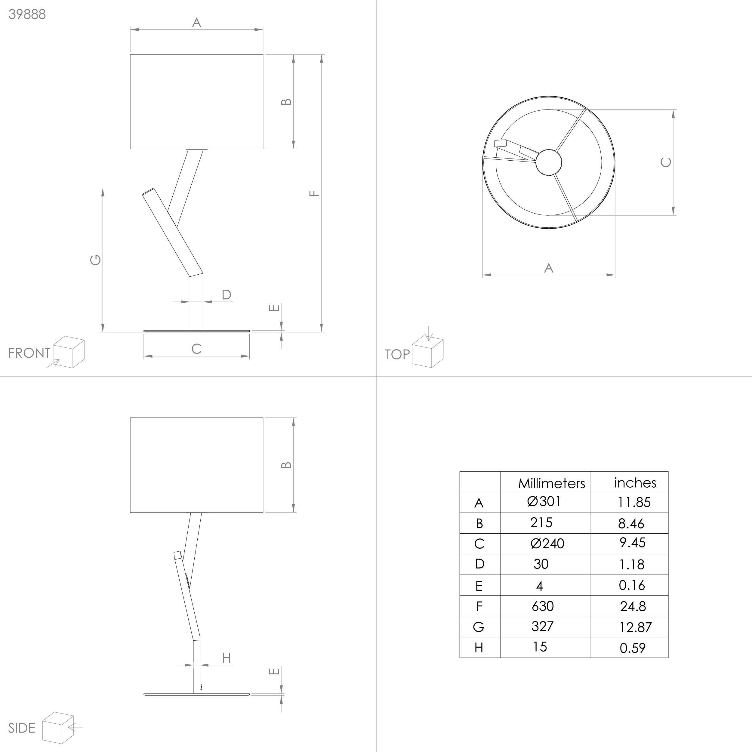 Lampe de table tissu noir BALNARIO E27 1X40W