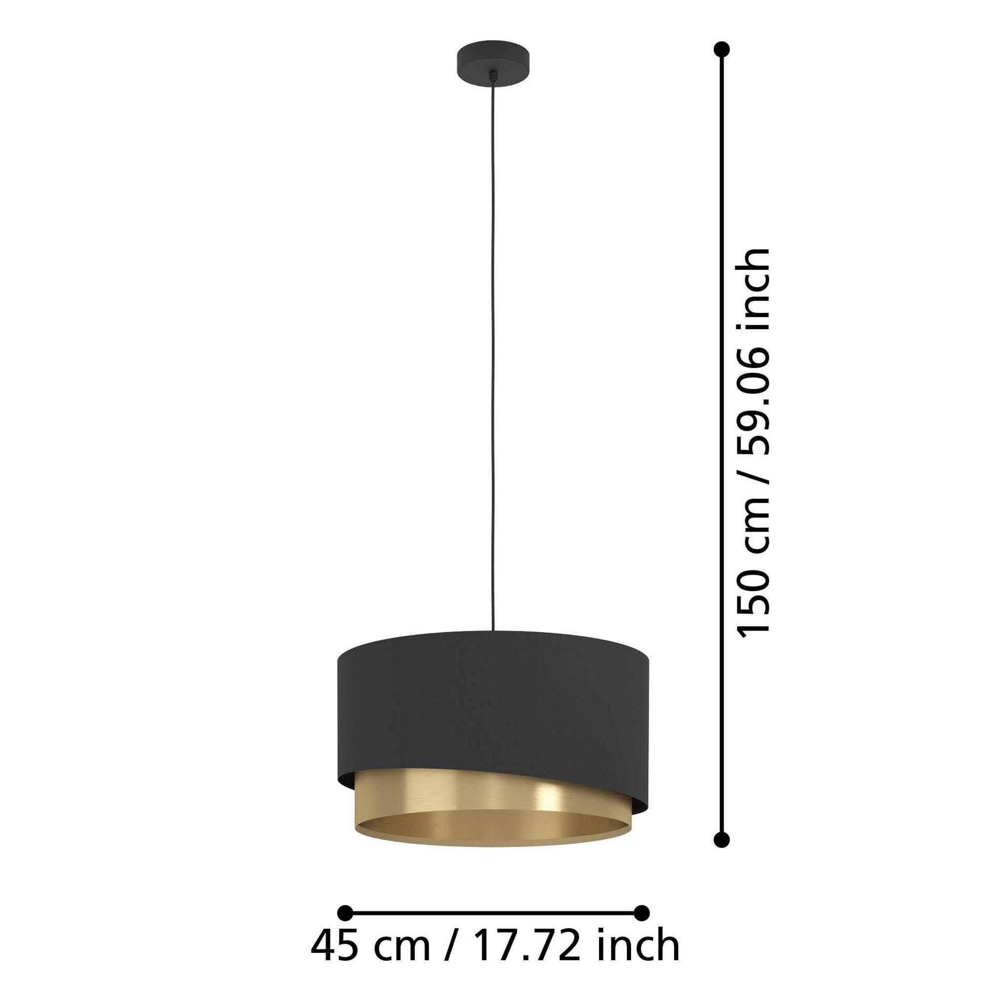 Suspension tissu noir MANDERLINE D45CM E27 1X40W