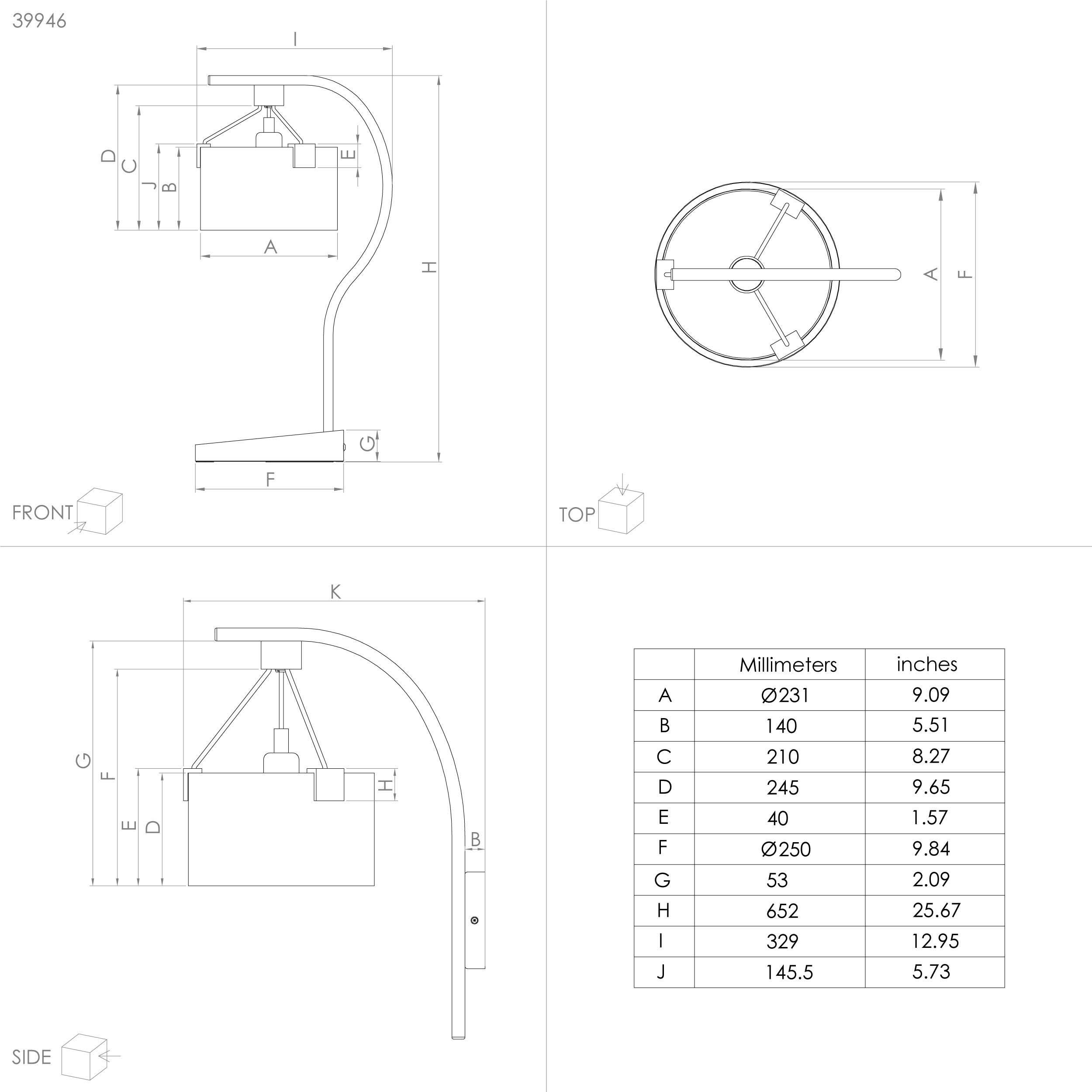 Lampe de table papier noir POTOSI E27 1X40W