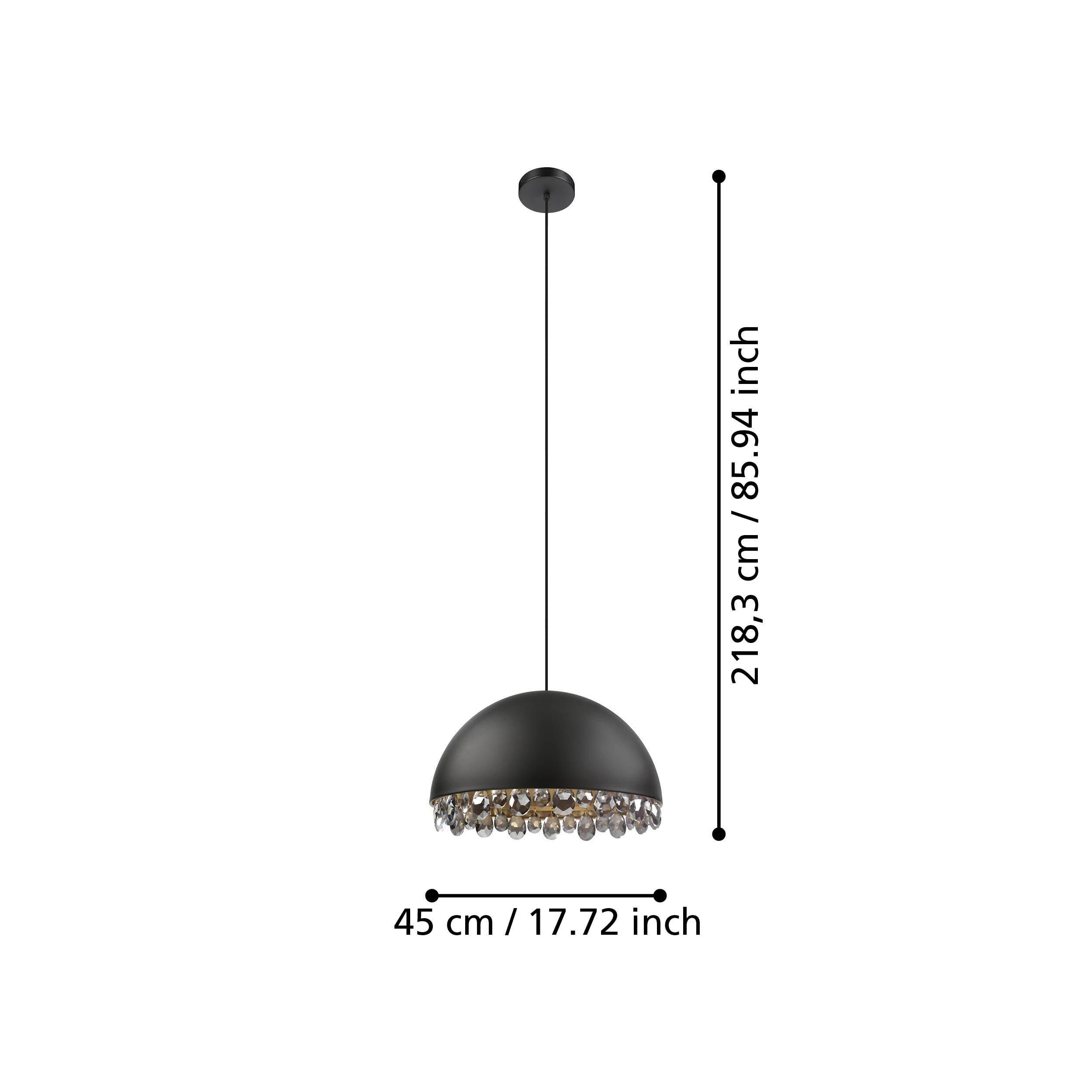 Suspension métal noir GAETANO 2 E27 1X40W