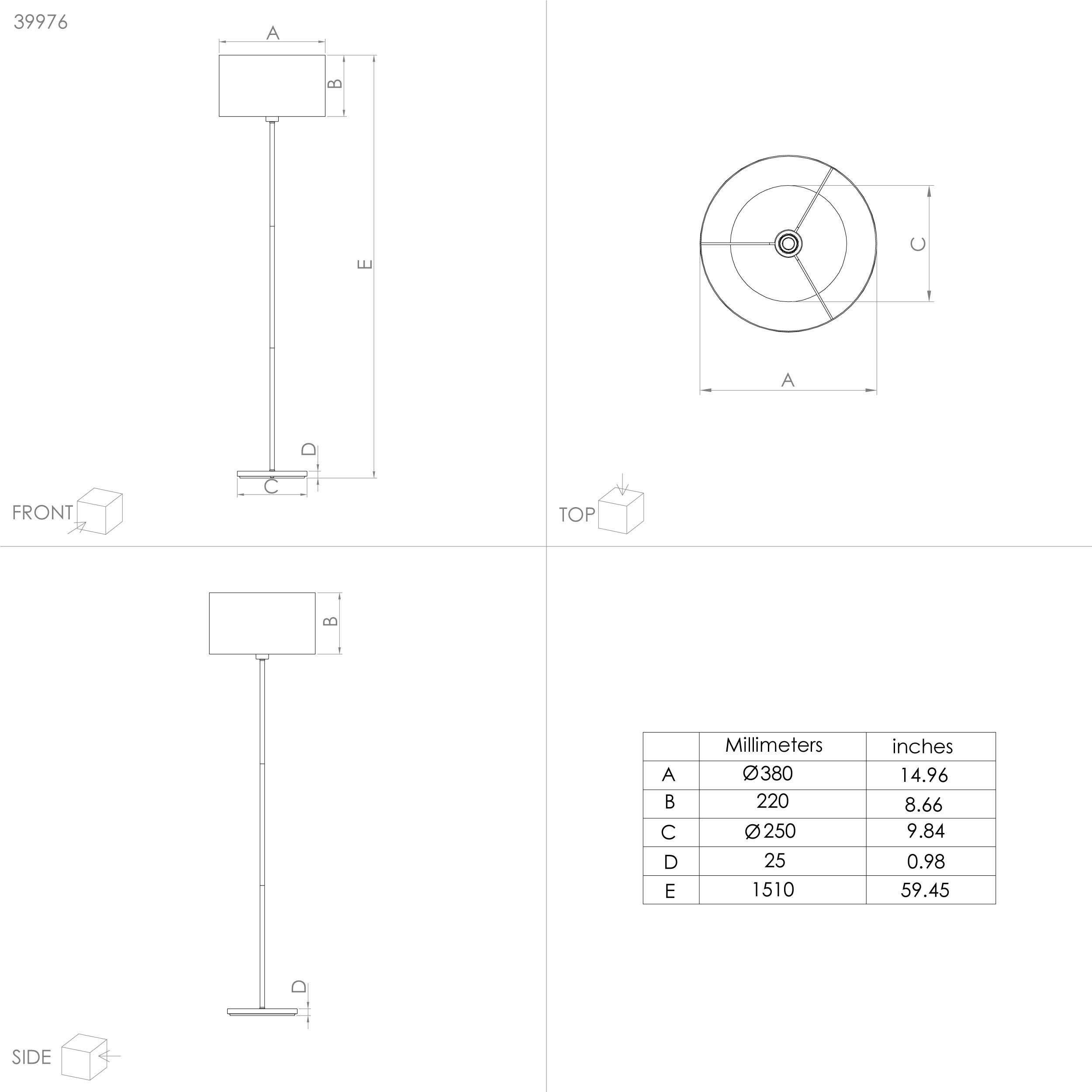 Lampadaire tissu bleu CASUARITA E27 1X40W